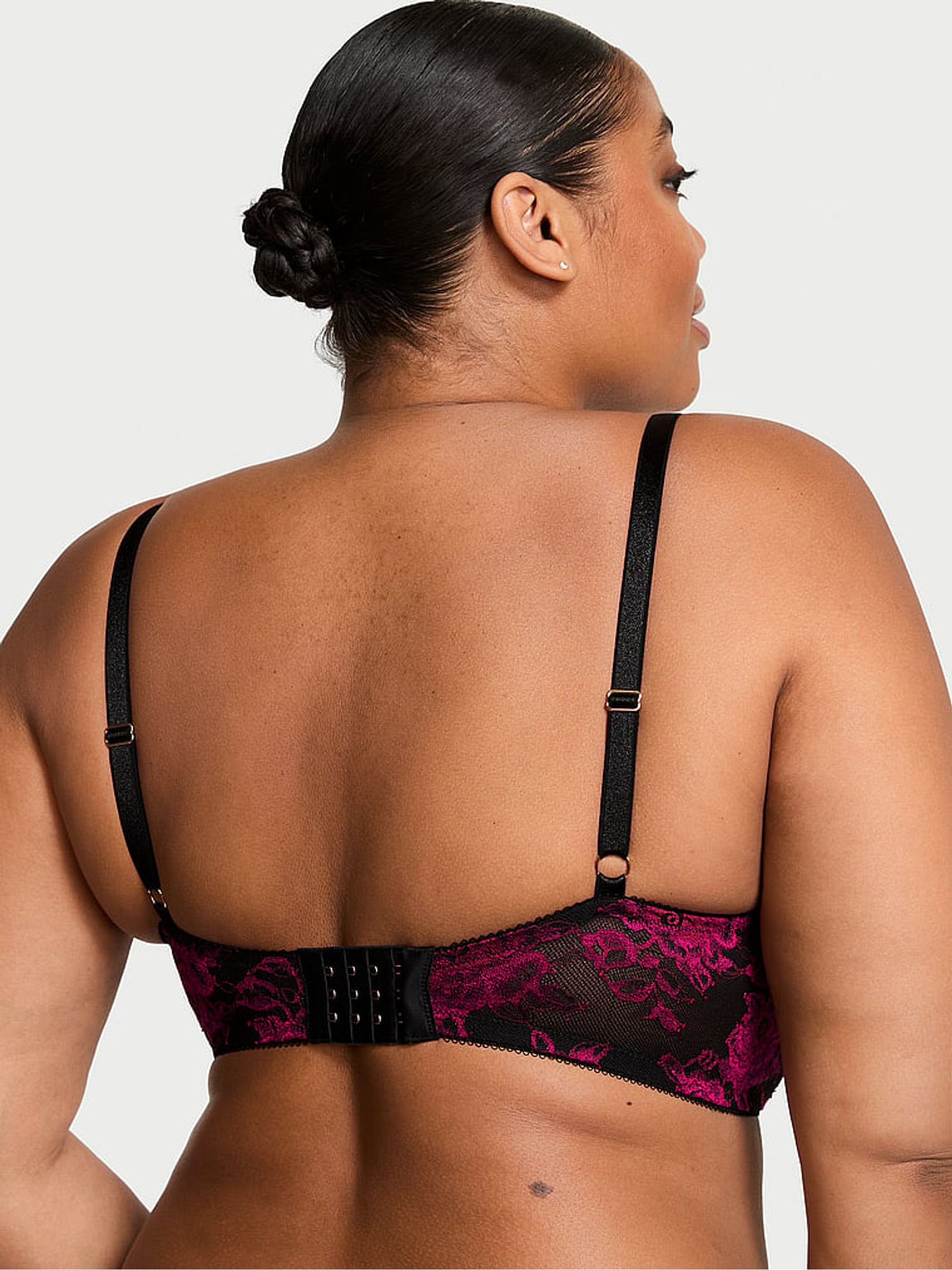 Black & Pink Demi Rose Lace Unlined Bra - Image 2 of 3