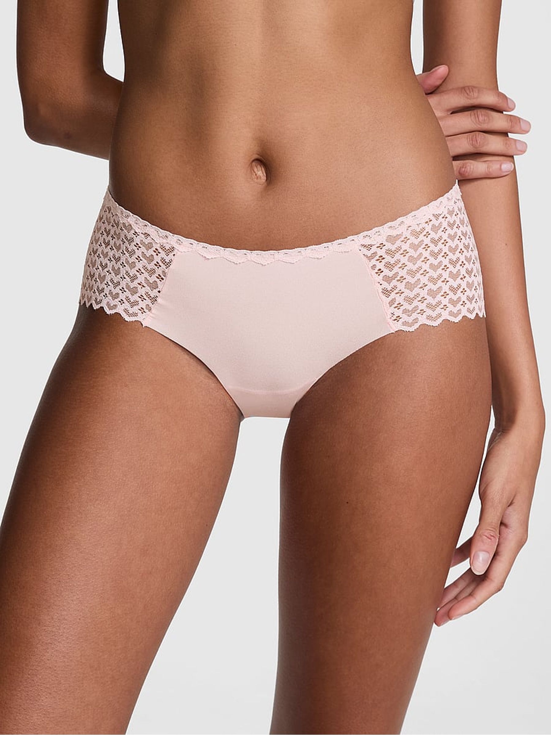 Angel Pink Hipster No Show Heart Lace Knickers - Image 1 of 3 Angel Pink Hipster No Show Heart Lace Knickers - Image 1 of 3