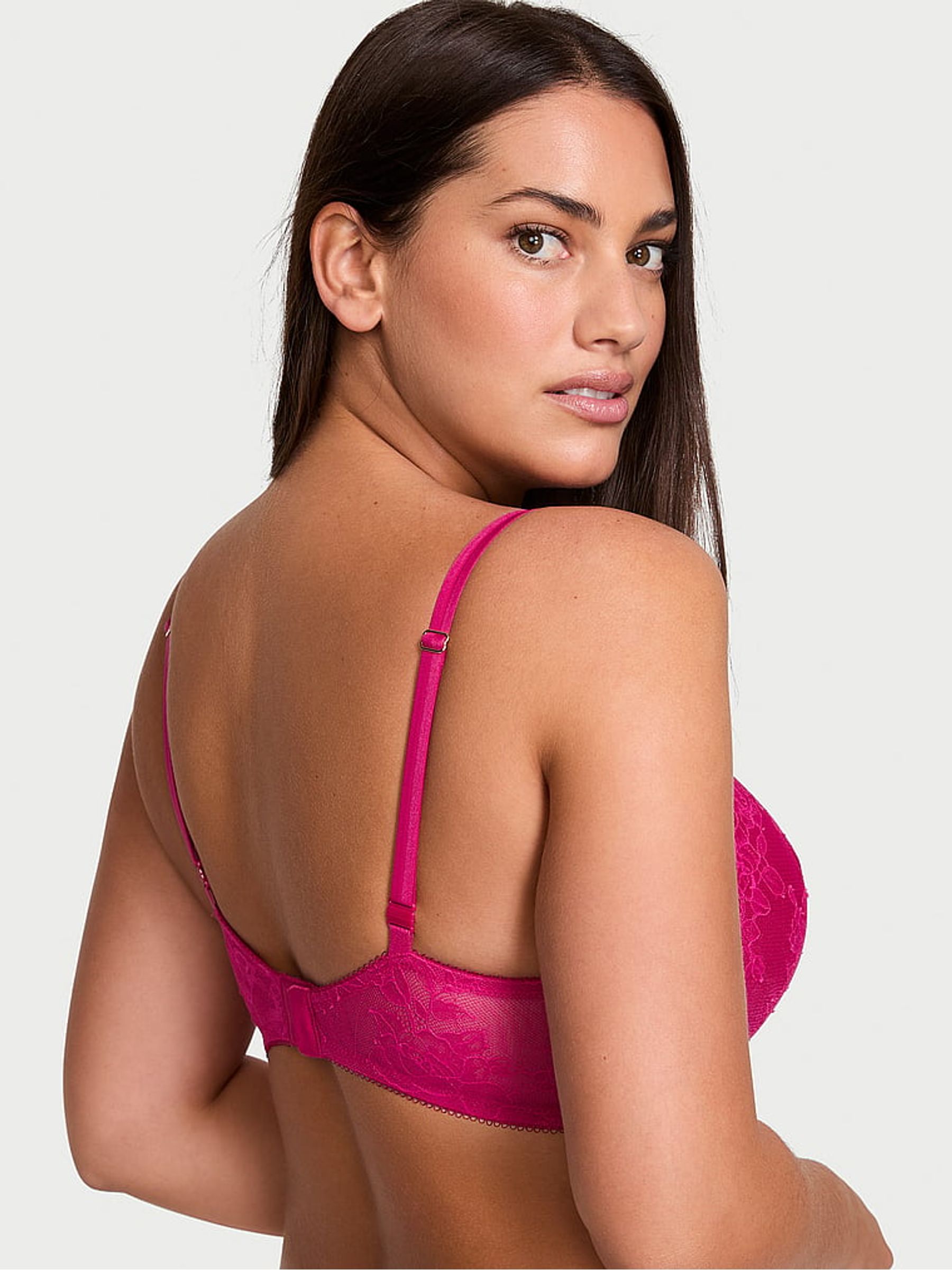 Cherry Blossom Pink Push Up Rose Lace Bra - Image 2 of 3