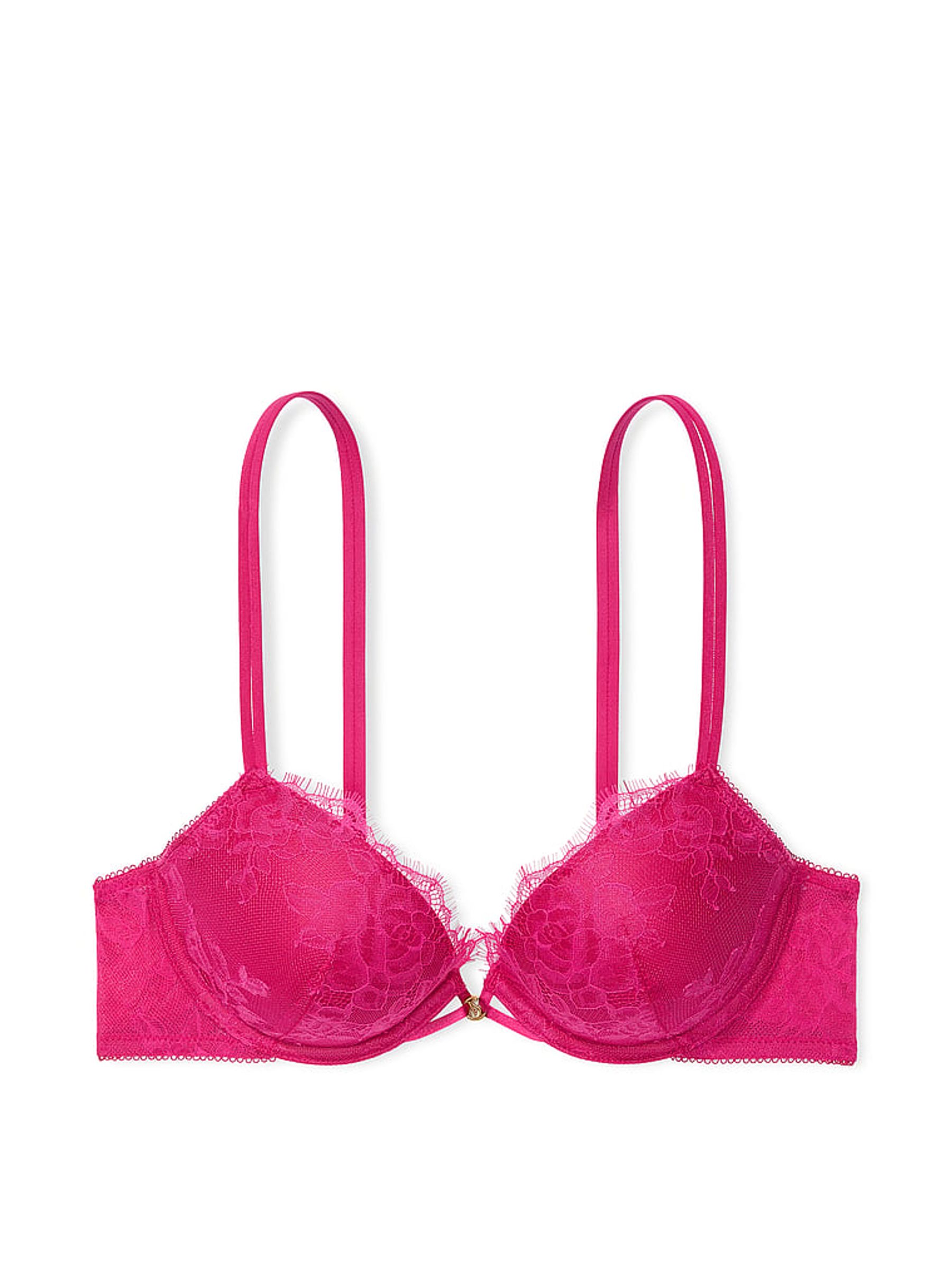 Cherry Blossom Pink Push Up Rose Lace Bra - Image 3 of 3