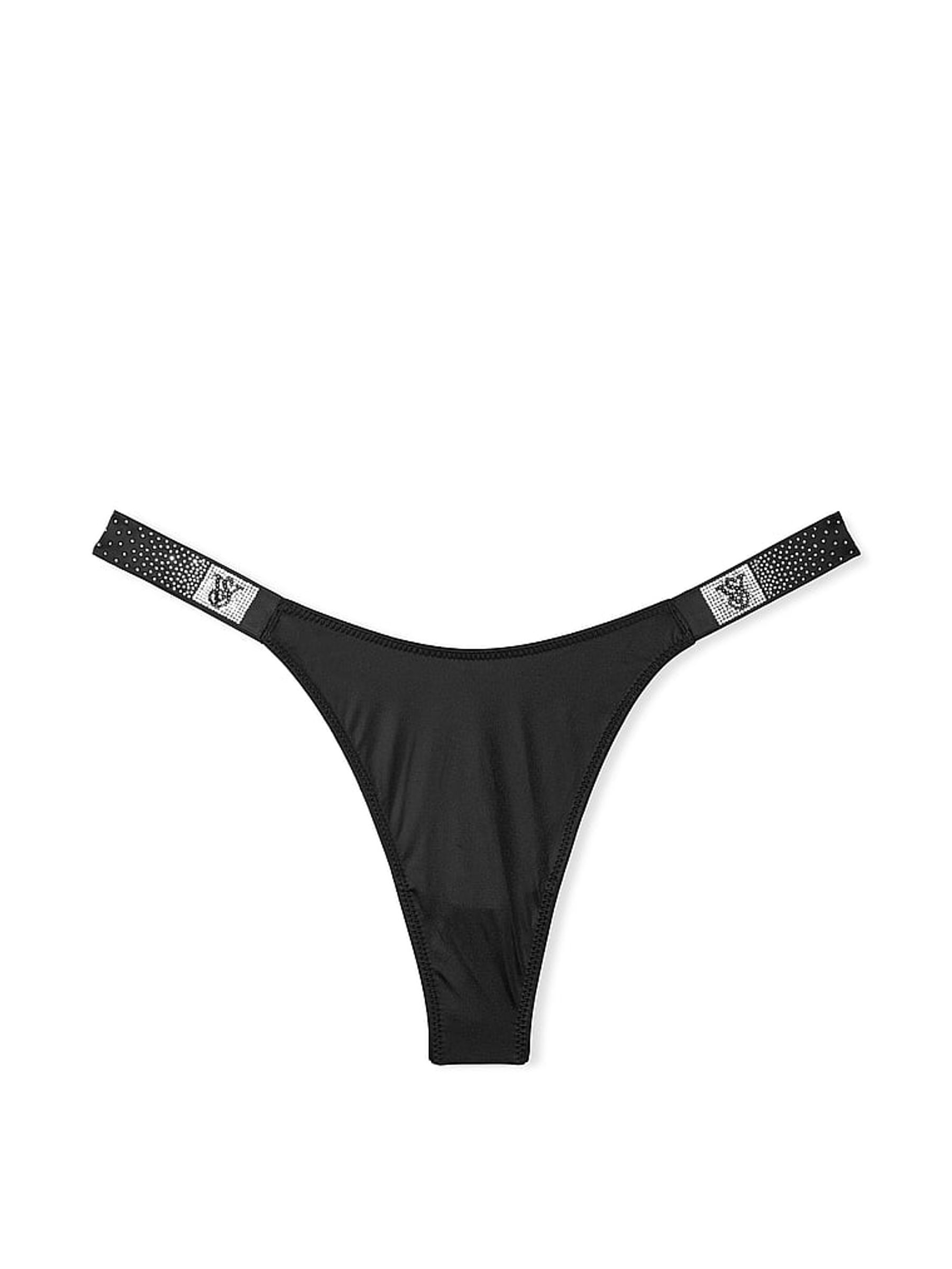 Black Thong Scattered Shine Strap Knickers - Image 3 of 3