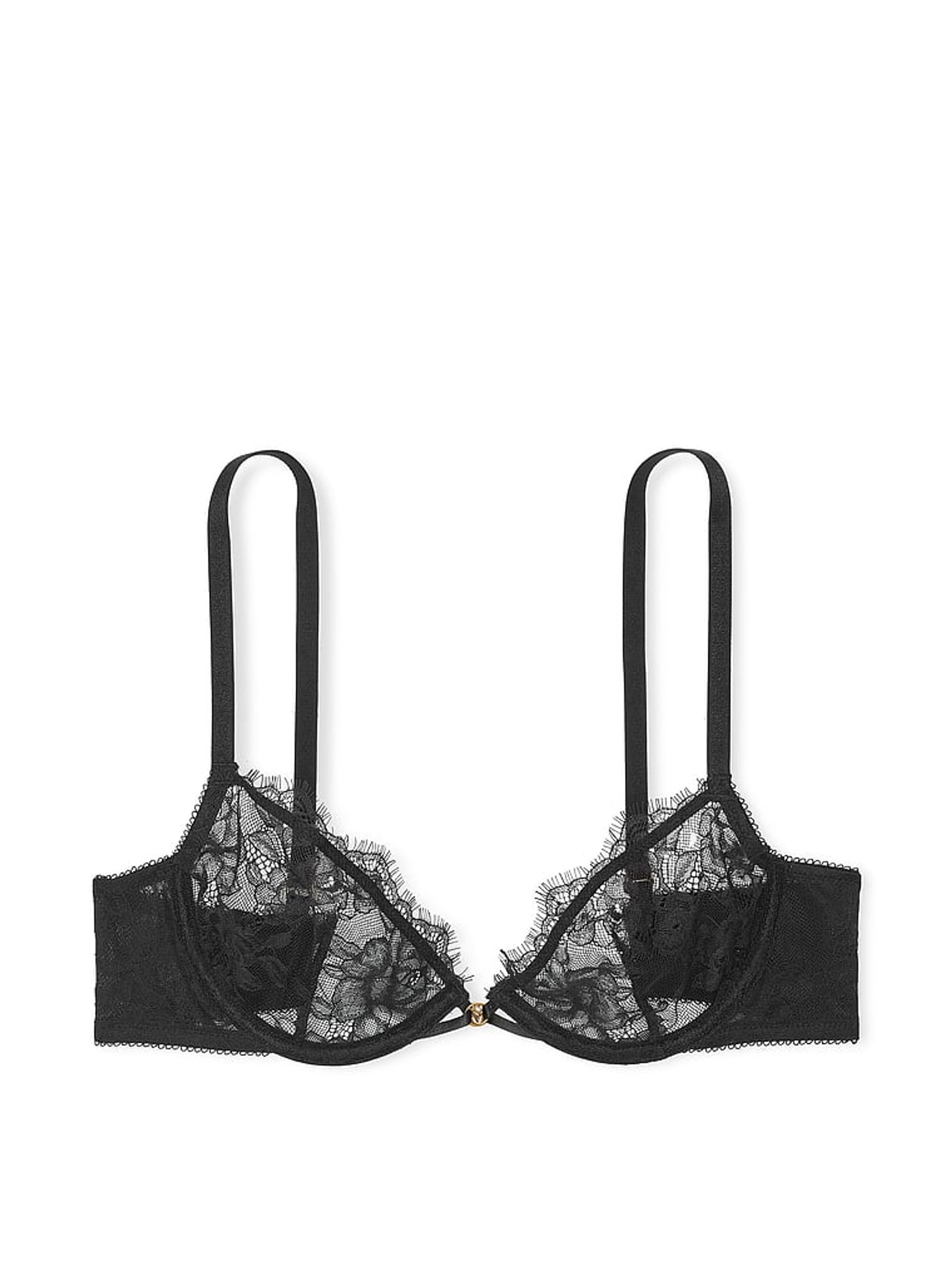 Black Demi Rose Lace Unlined Bra - Image 1 of 2