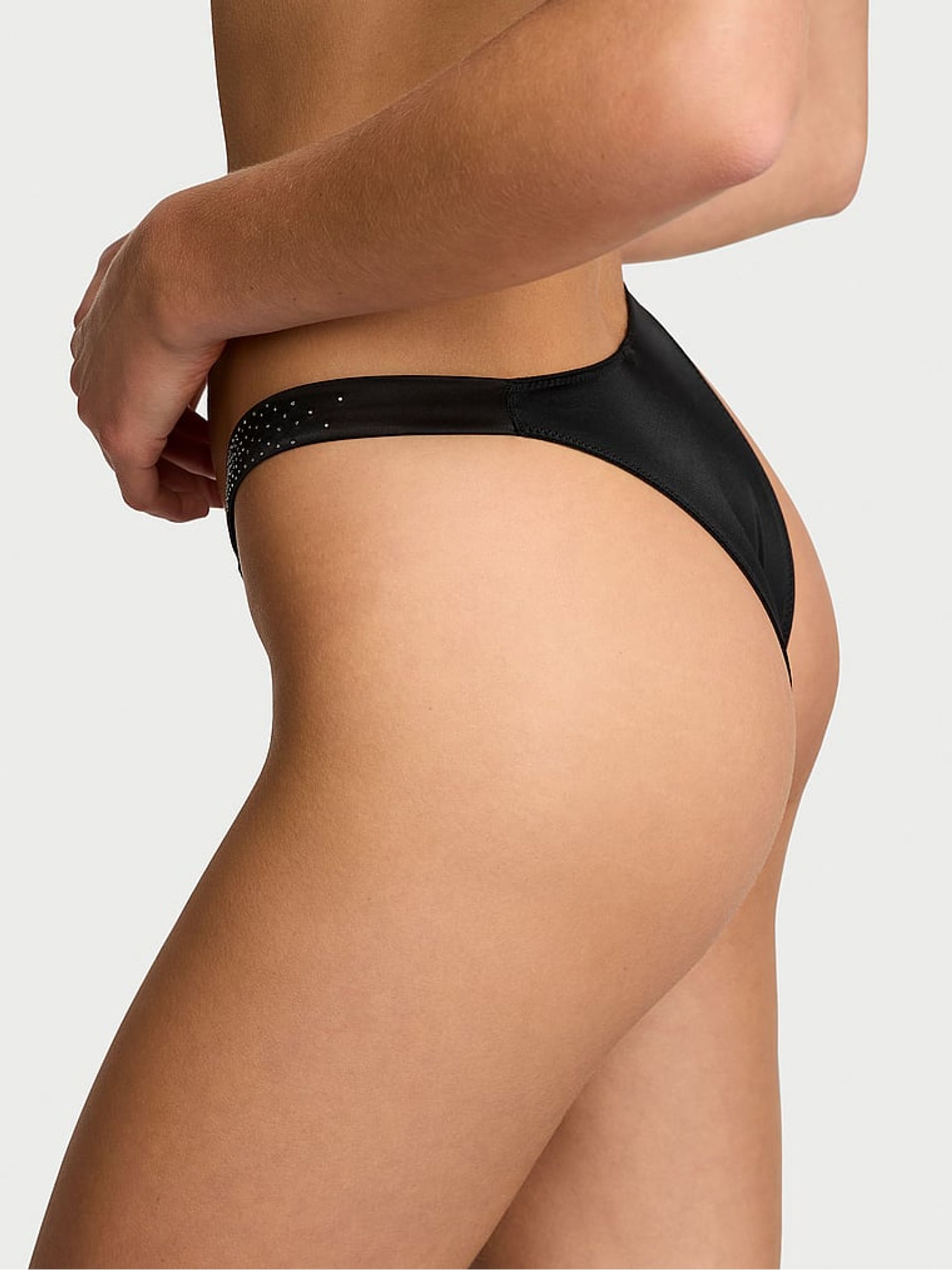Black Brazilian Scattered Shine Strap Knickers - Image 2 of 3