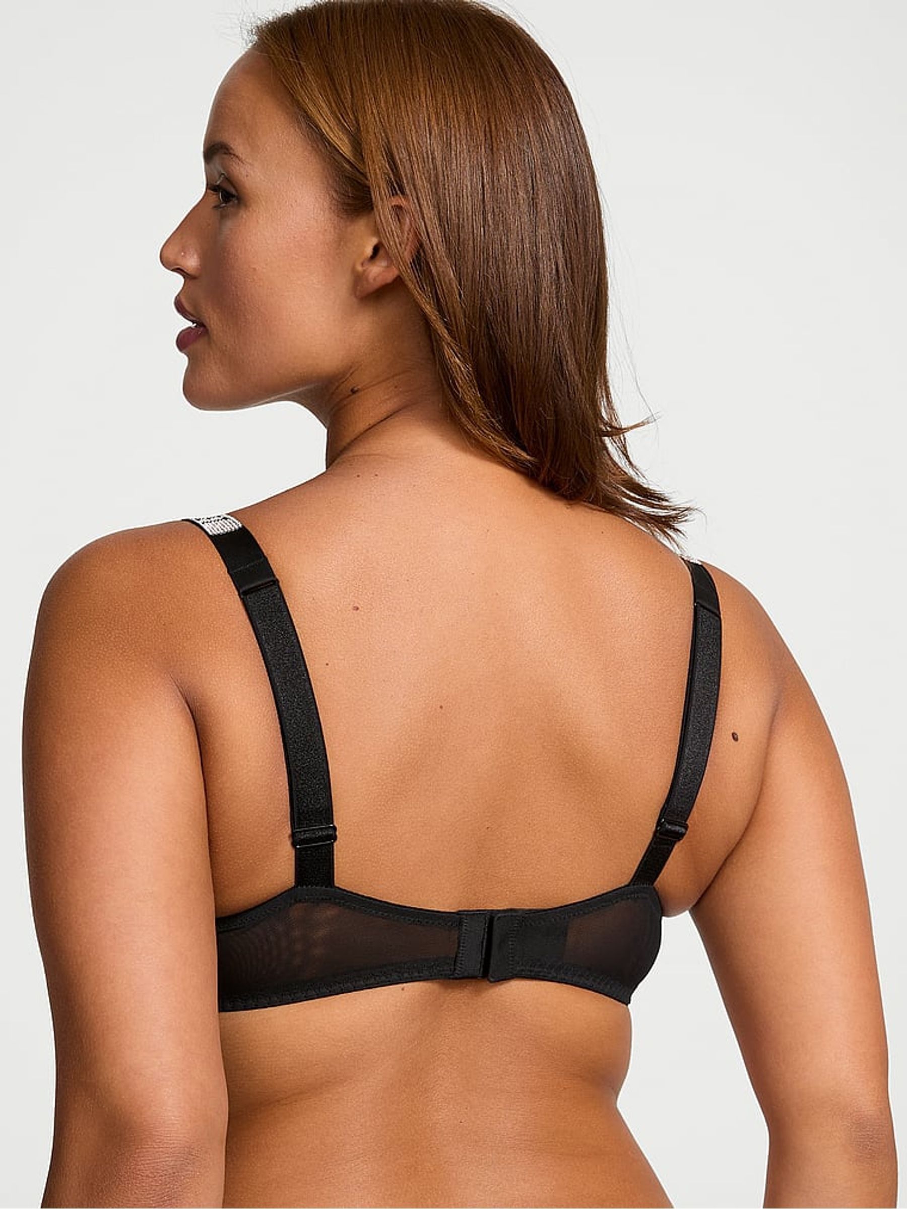 Black Add 2 Cups Push Up Shine Strap Bra - Image 2 of 3