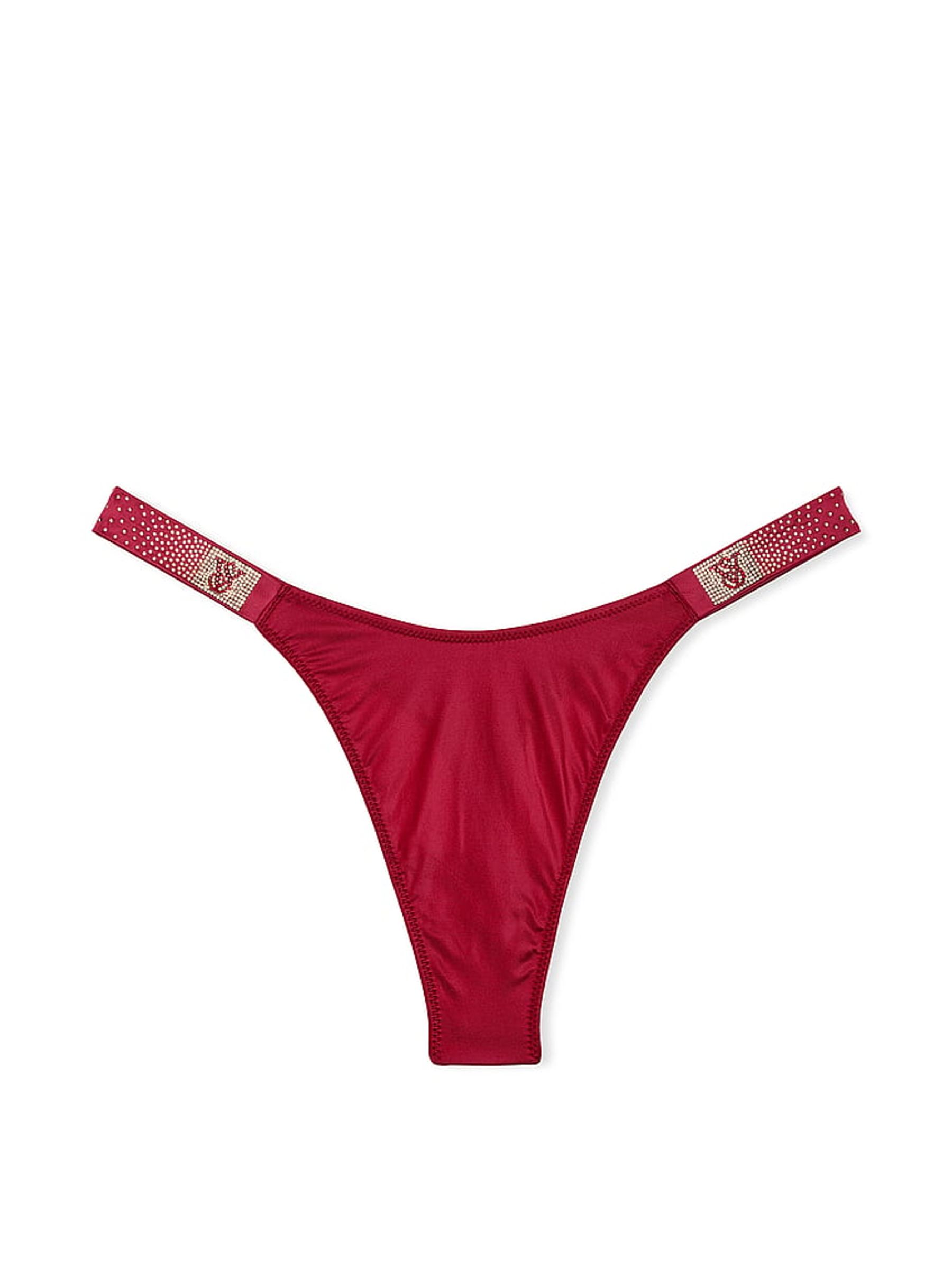 Red Lacquer Thong Scattered Shine Strap Knickers - Image 3 of 3