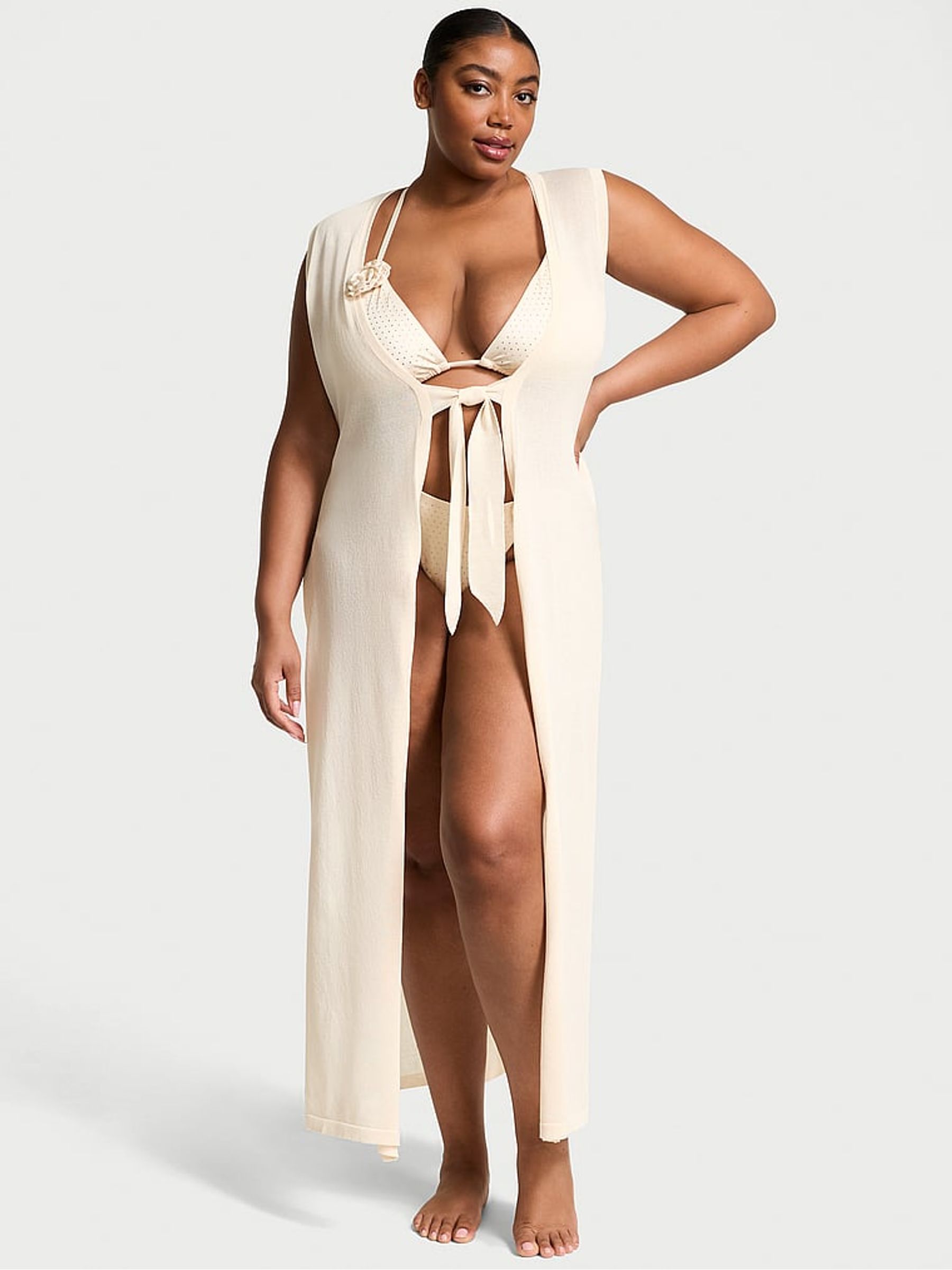 Candlelight White Bow Tie Maxi Cover Up - Image 1 of 3