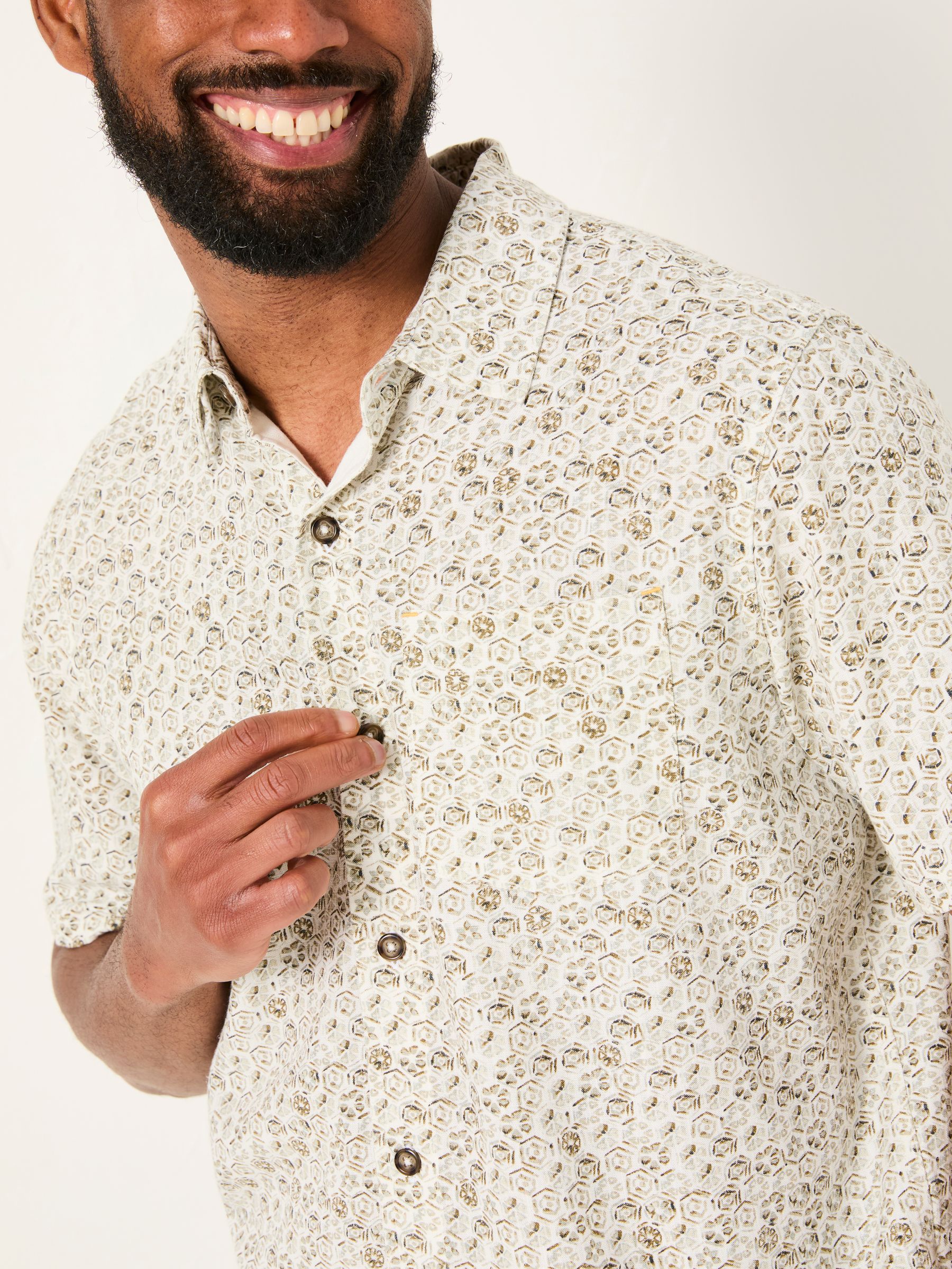 Grey Short Sleeve Beeble Geo Print Shirt - Image 5 of 6