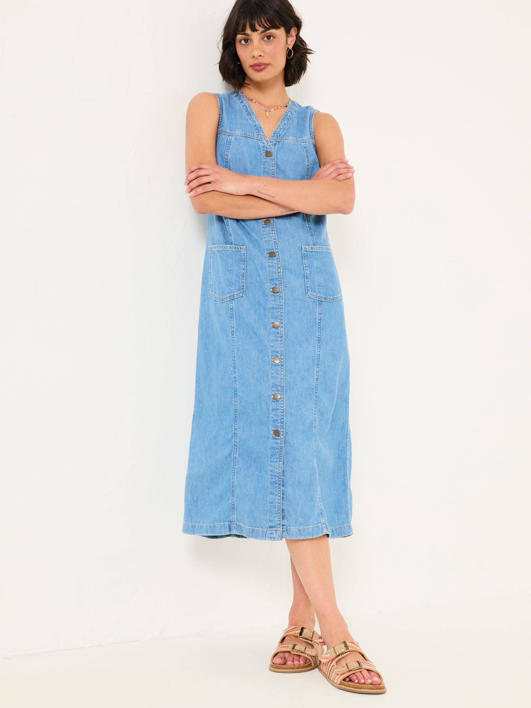 Light Blue Denim Denim 100% Cotton Shift Dress