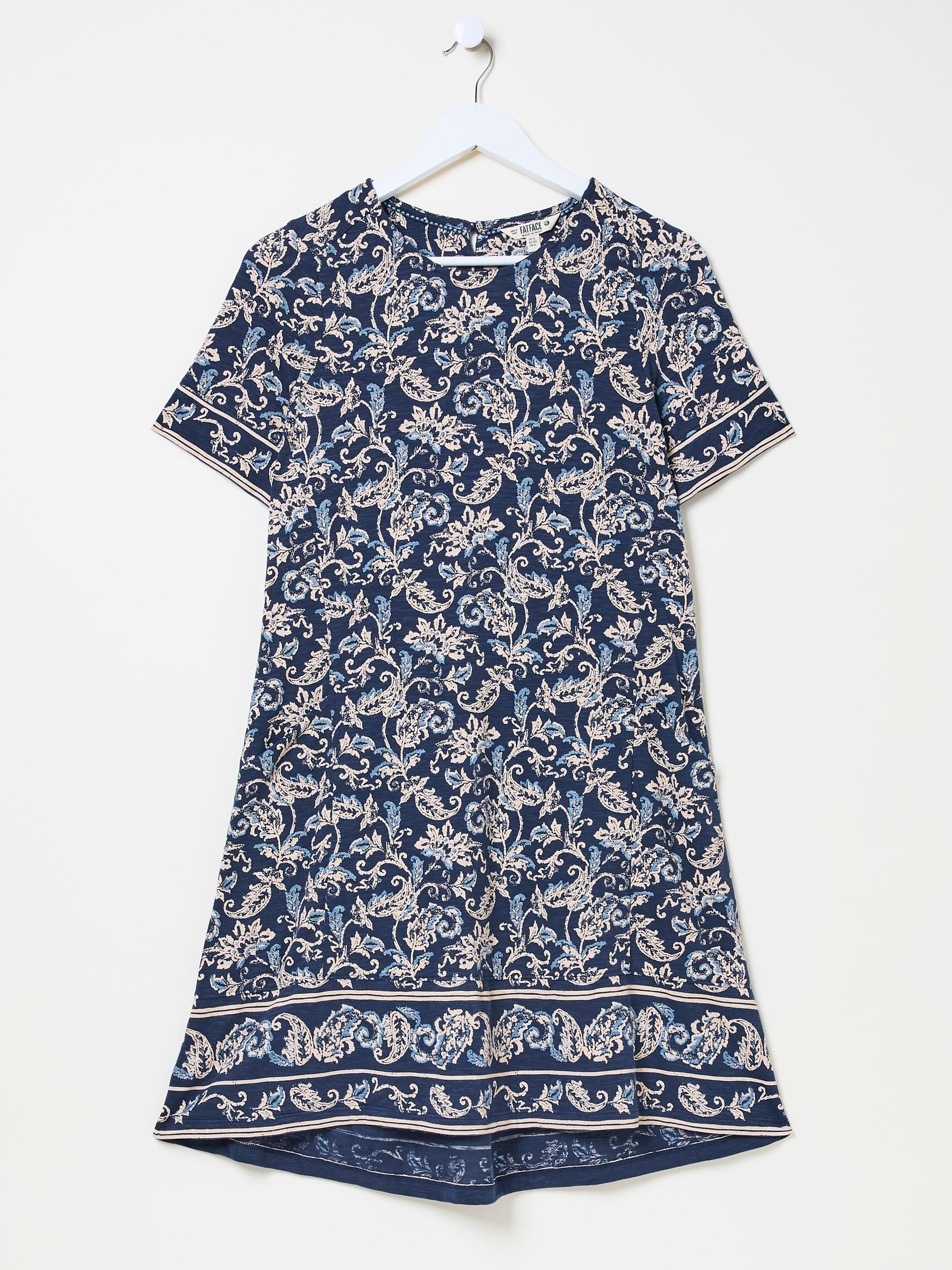 Simone Blue Paisley Short Sleeve Jersey Dress - Image 10 of 10