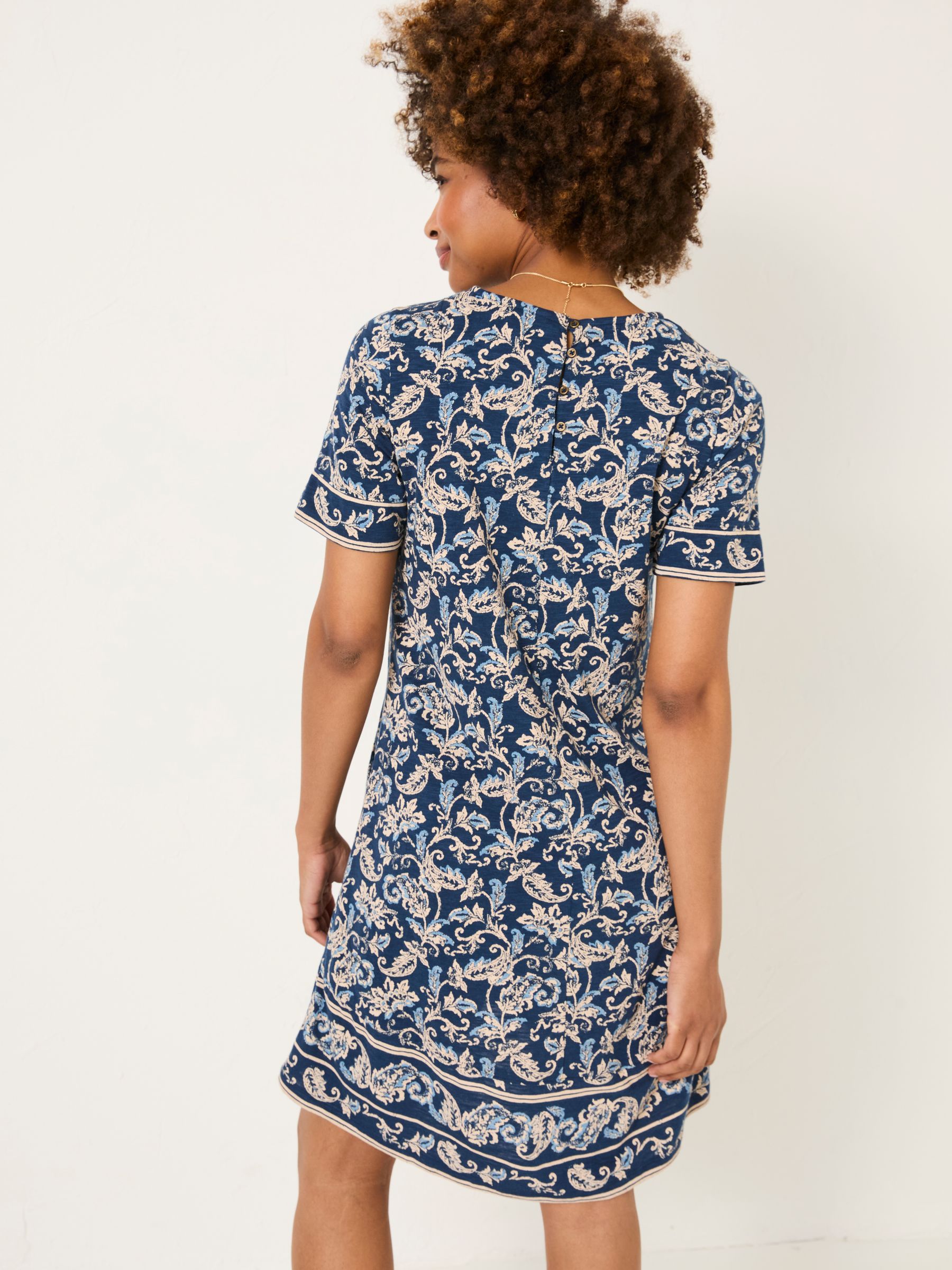 Simone Blue Paisley Short Sleeve Jersey Dress - Image 2 of 10