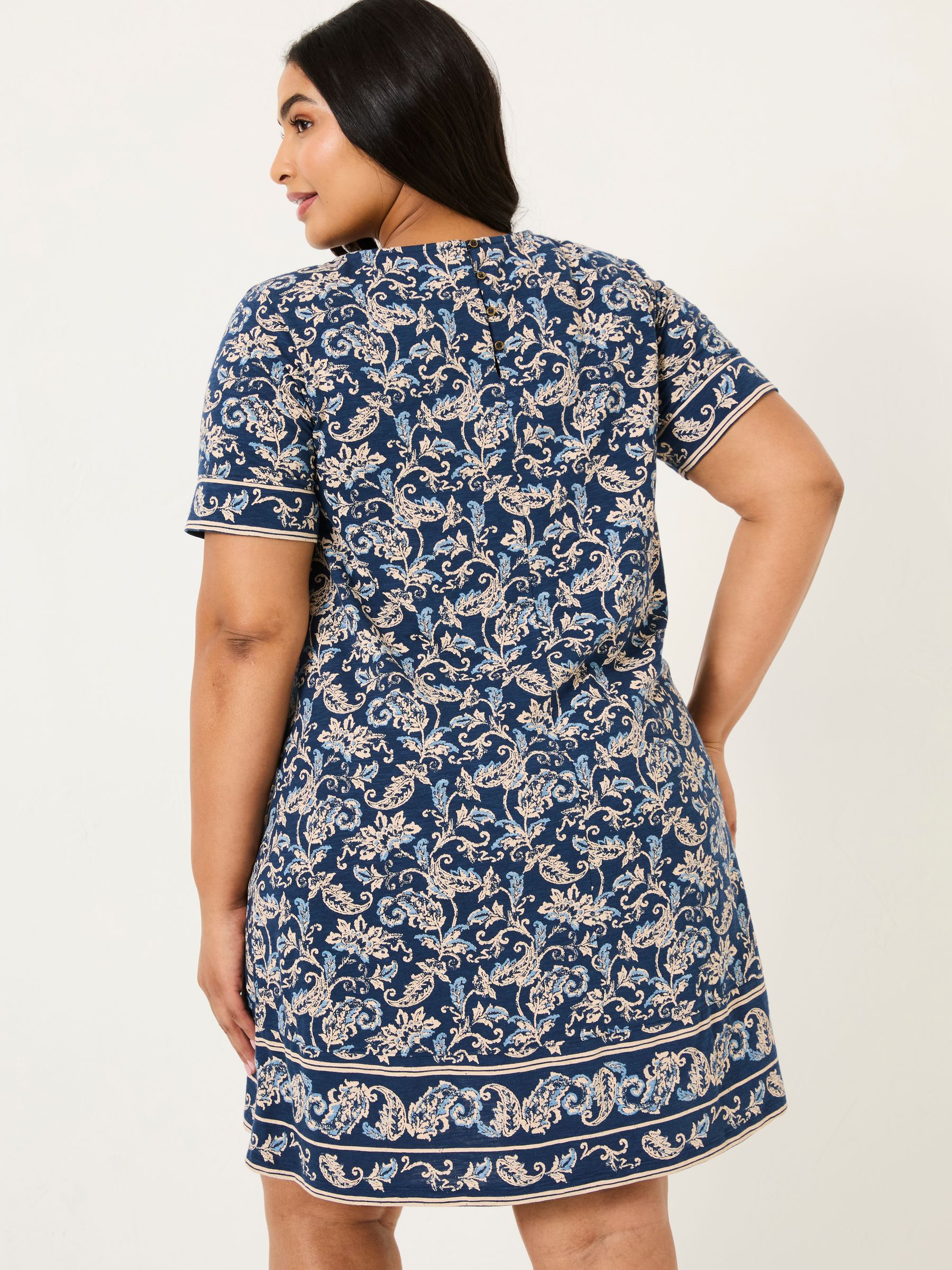 Simone Blue Paisley Short Sleeve Jersey Dress - Image 7 of 10