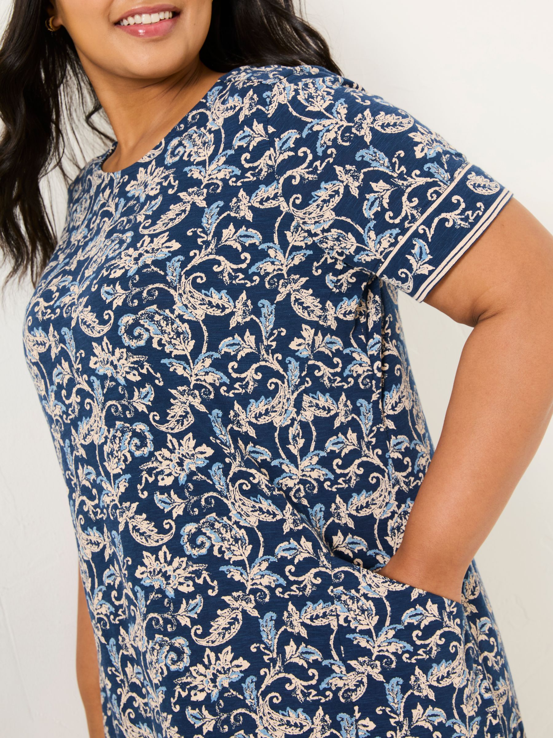 Simone Blue Paisley Short Sleeve Jersey Dress - Image 8 of 10
