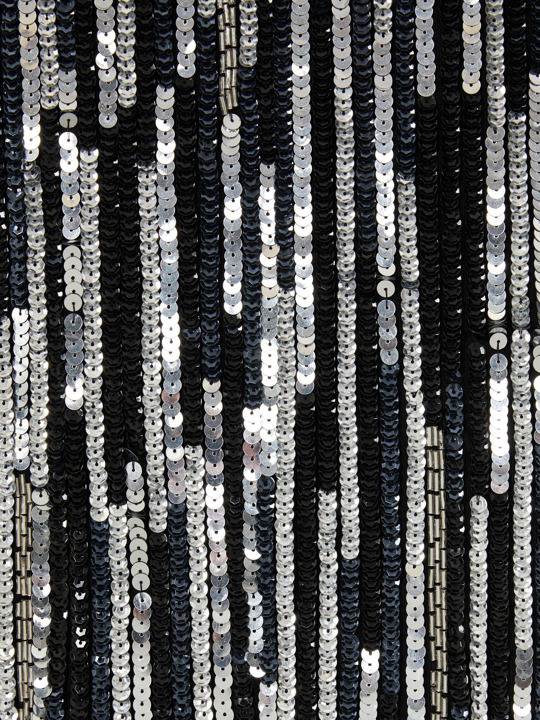 ILTA Sequinned and Beaded Halter-Neck Dress in Black/Silver - Image 5 of 5