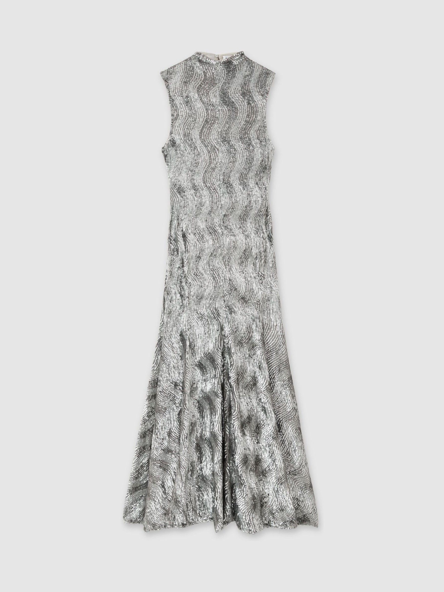 ILTA Keyhole-Back Sequinned Maxi Dress in Silver - Image 2 of 6