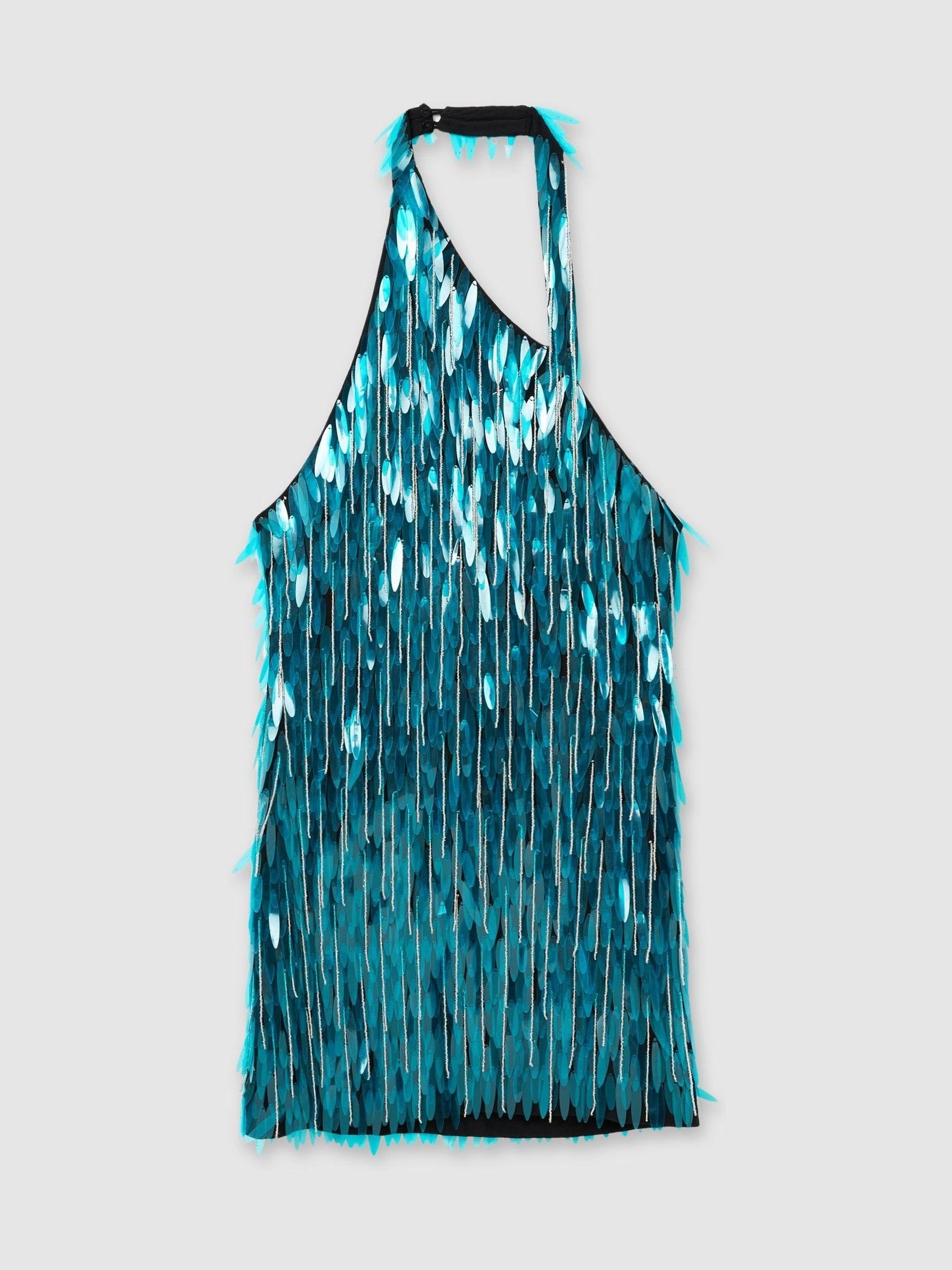 ILTA Sequinned and Beaded Halter-Neck Dress in Turquoise - Image 2 of 6