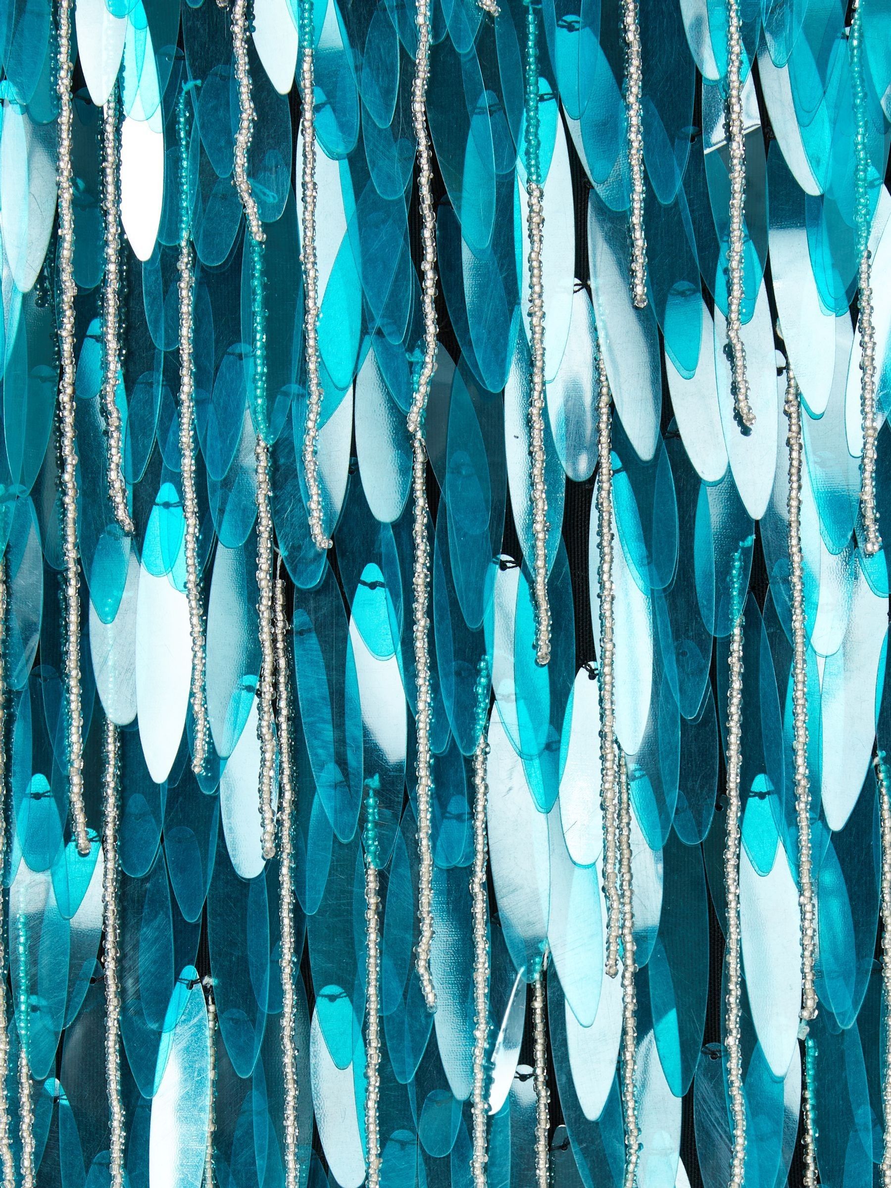 ILTA Sequinned and Beaded Halter-Neck Dress in Turquoise - Image 6 of 6