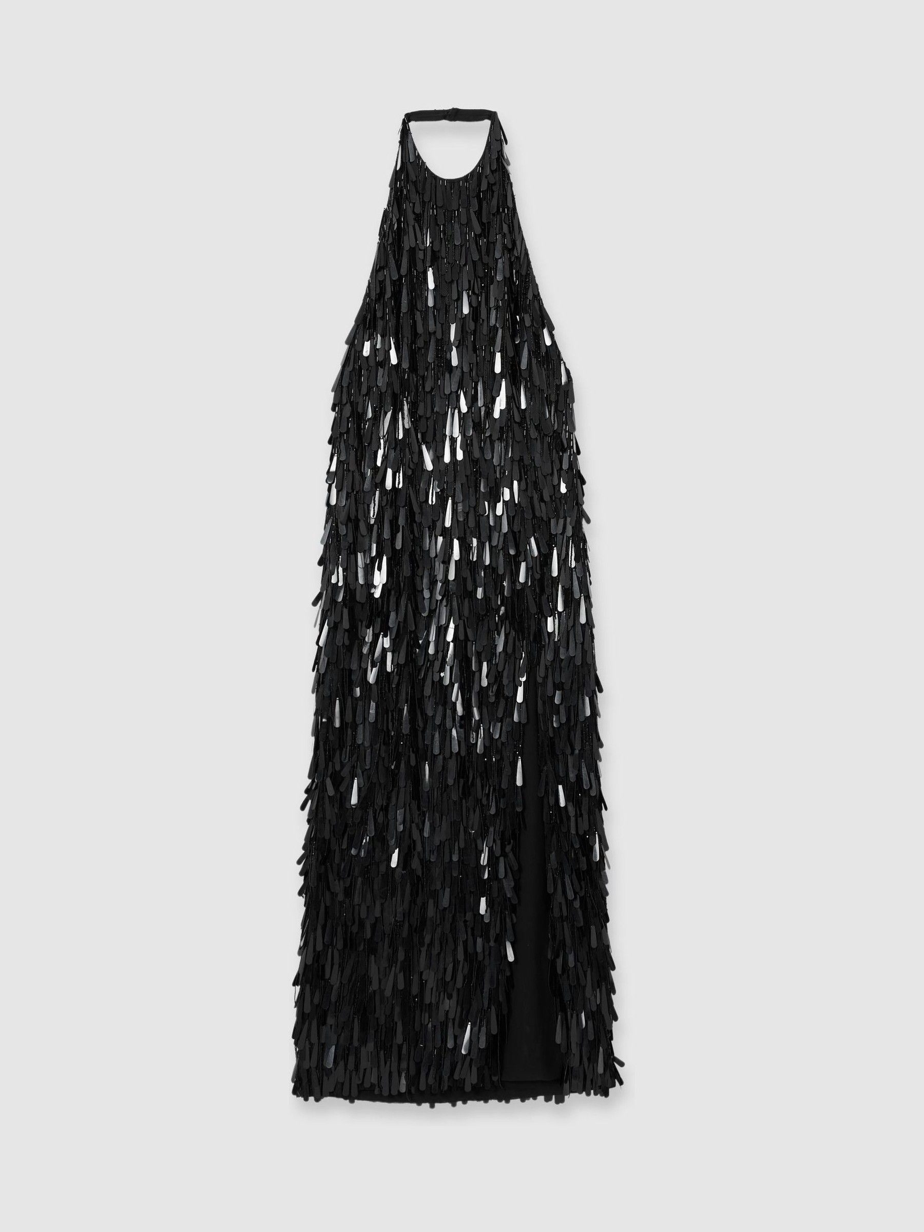 reiss black sequin dress Reiss Halston Plunge Neck Sequin Maxi Dress in Black