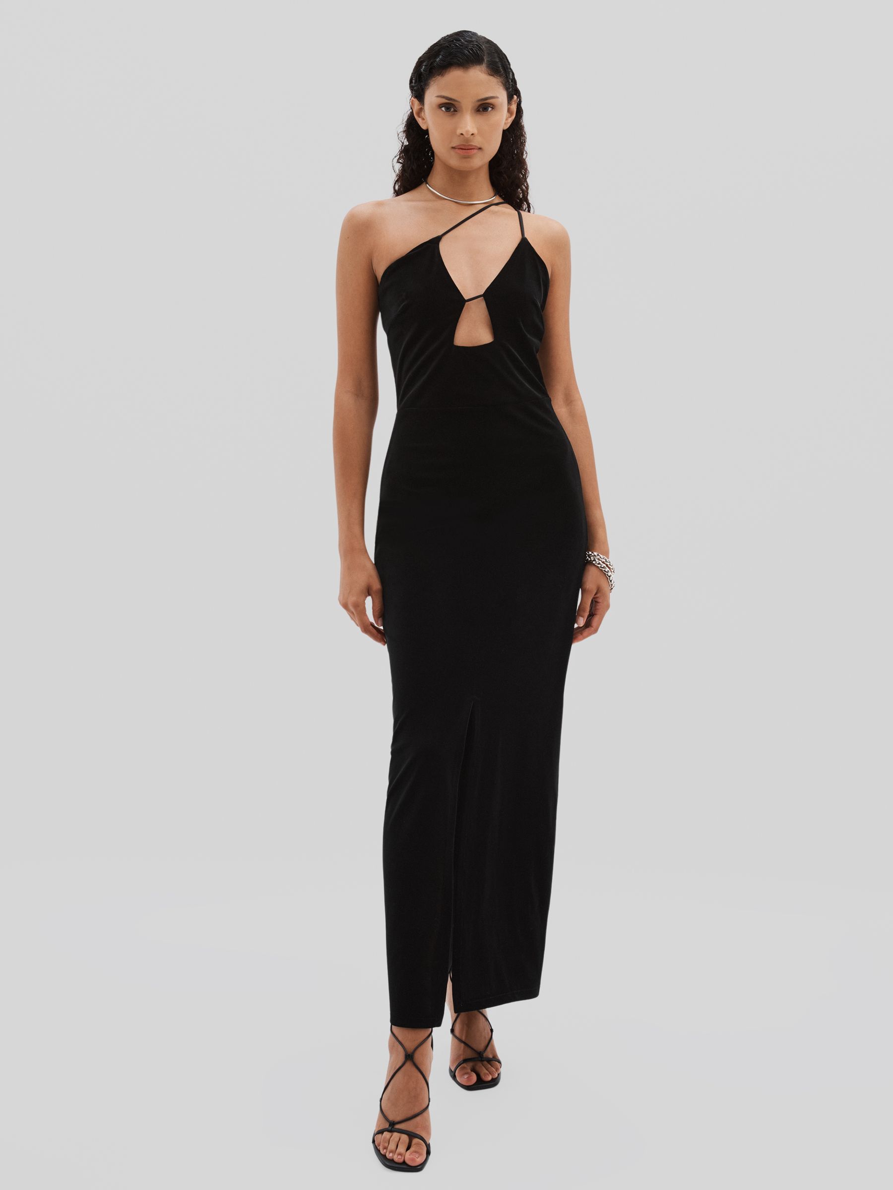 Undress Code Plunge-Neck Velvet Maxi Dress in Black - Image 1 of 6