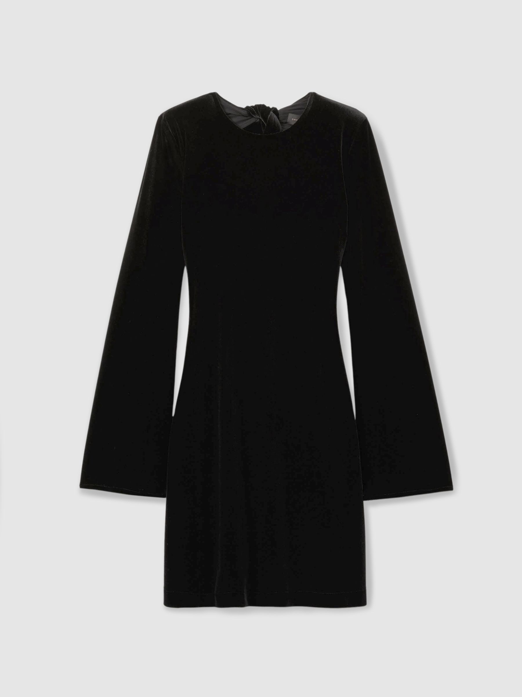 Code Open-Back Velvet Mini Dress in Black - Image 2 of 6