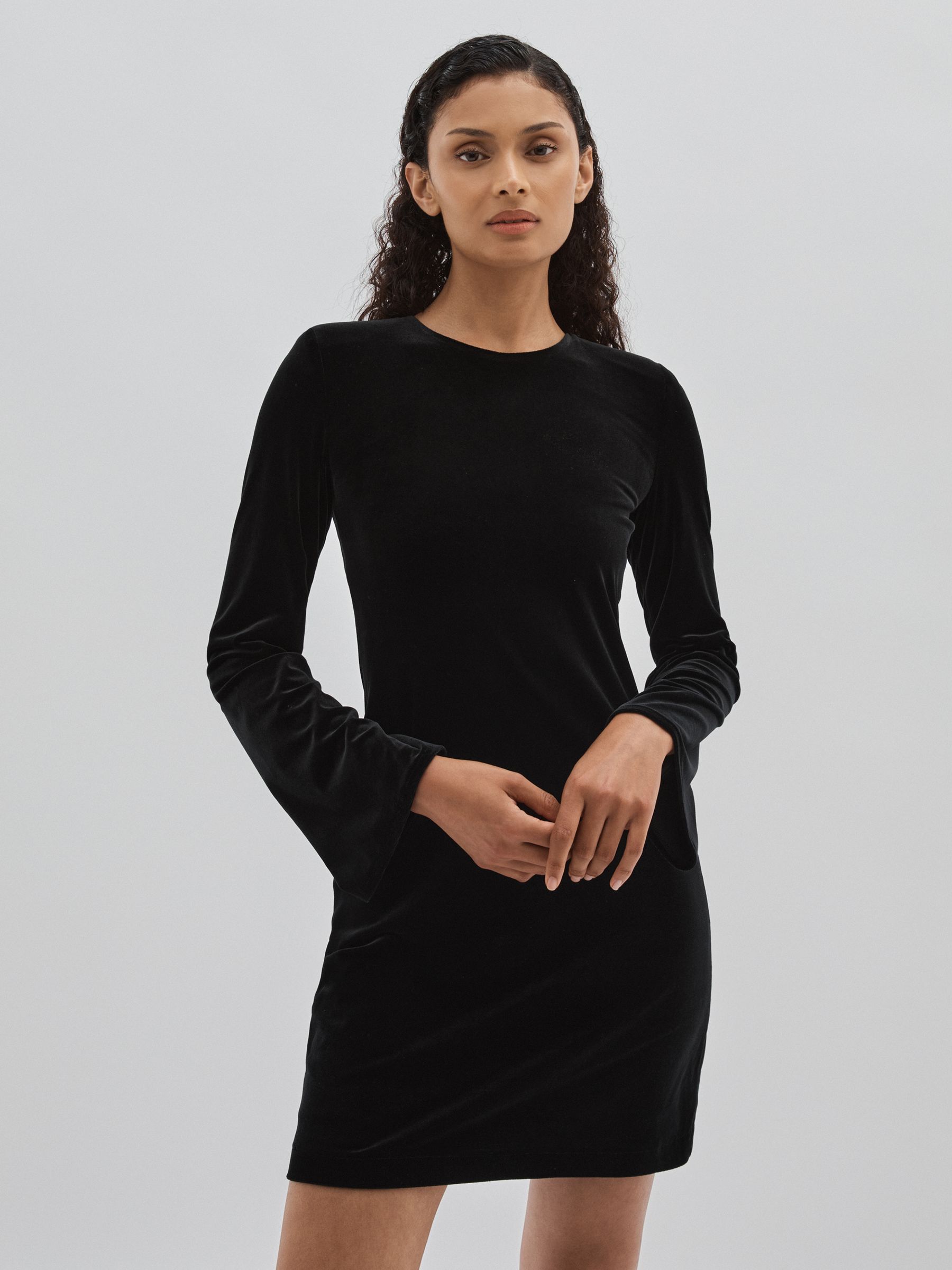 Code Open-Back Velvet Mini Dress in Black - image 4