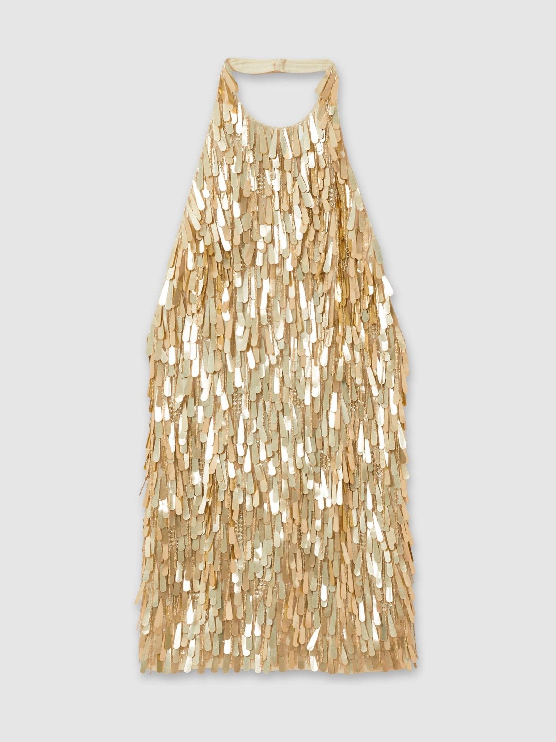 ILTA Sequinned and Beaded Halter-Neck Dress in Gold - Image 2 of 6