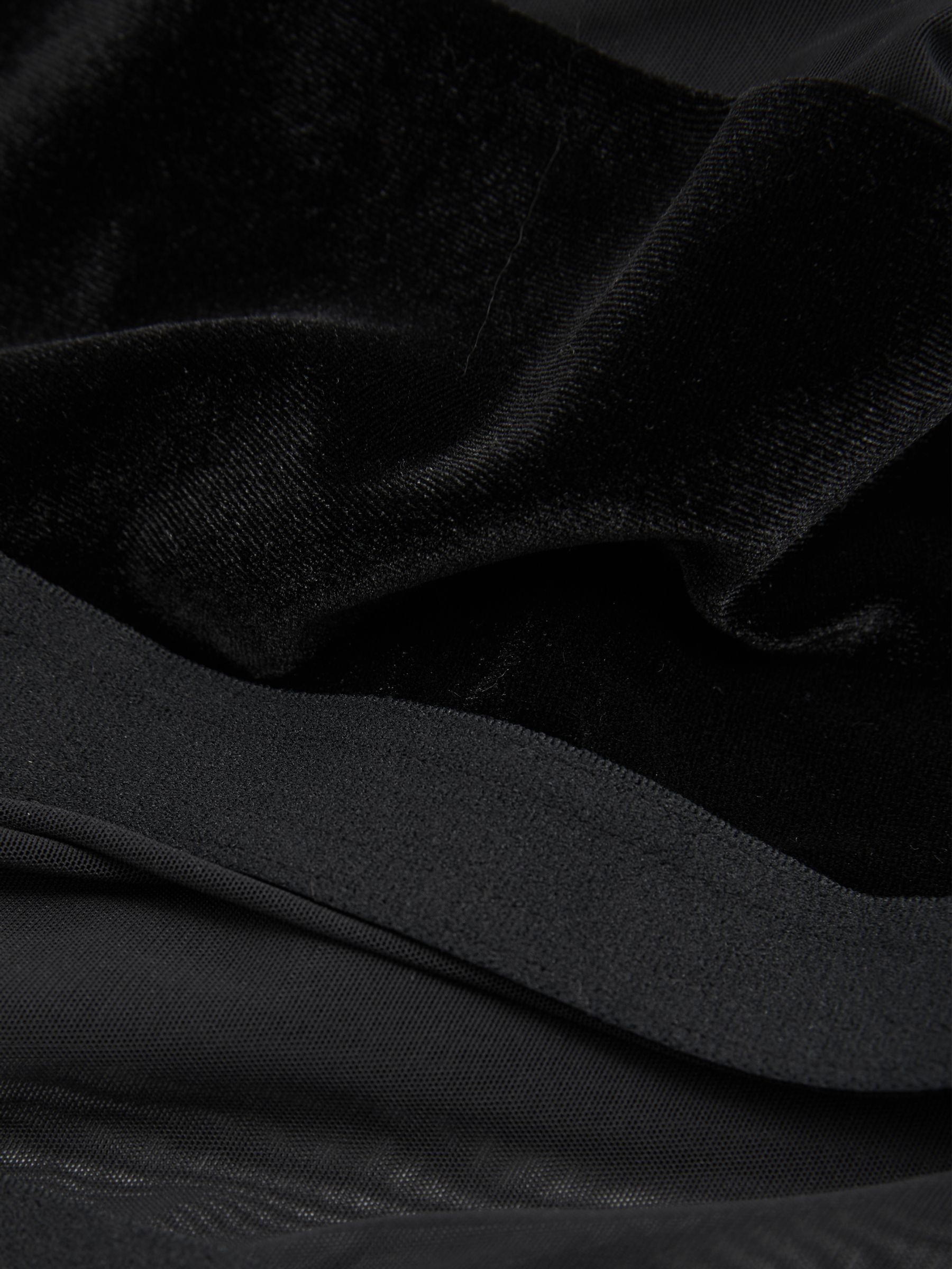 Velvet and Mesh Bodysuit in Black - Image 6 of 6