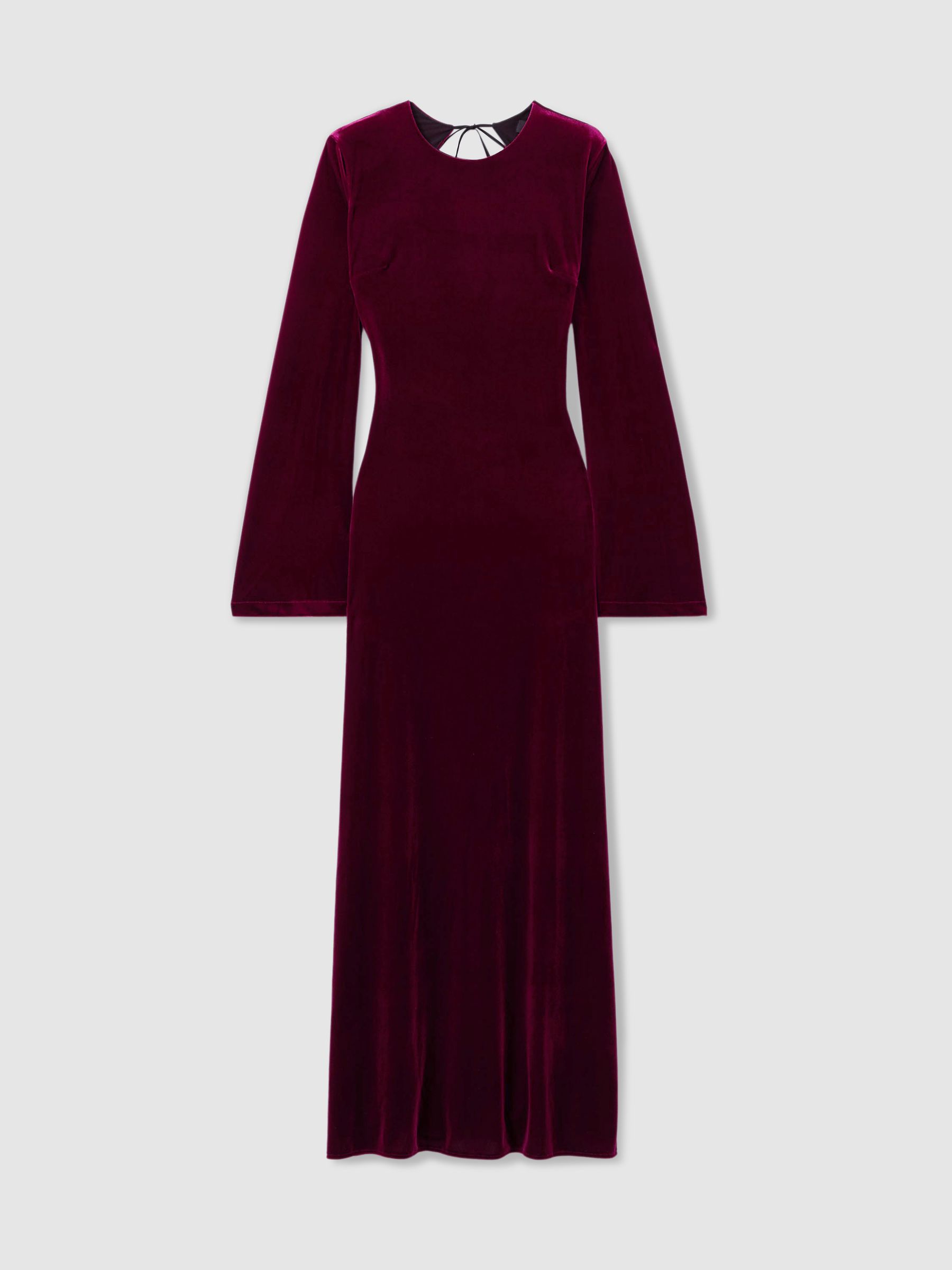 Code Open-Back Velvet Maxi Dress in Burgundy - Image 2 of 5