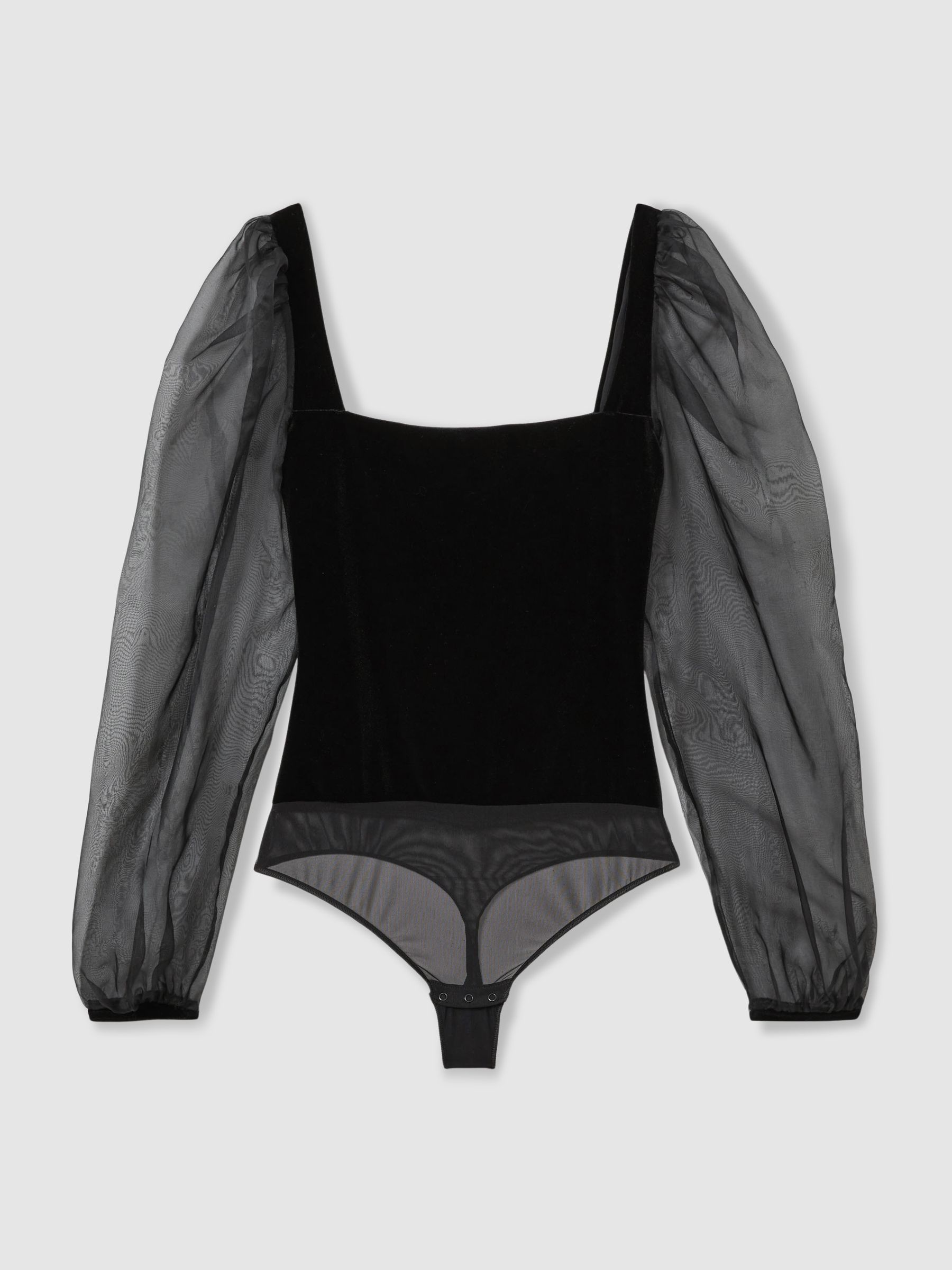 Code Silk-Organza and Velvet Bodysuit in Black - Image 2 of 6 Code Silk-Organza and Velvet Bodysuit in Black - Image 2 of 6