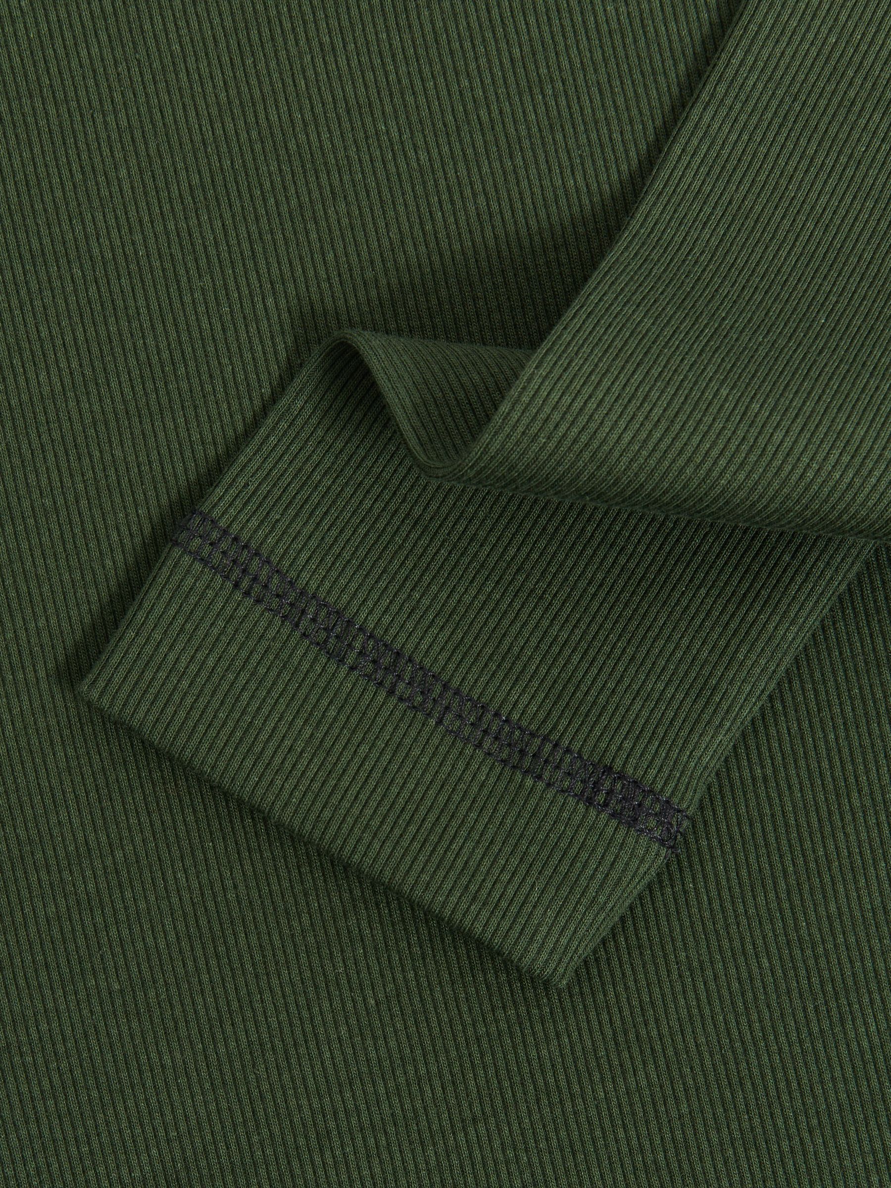 Cotton With Stretch Contrast-Stitch Top in Green/Navy - Image 6 of 6