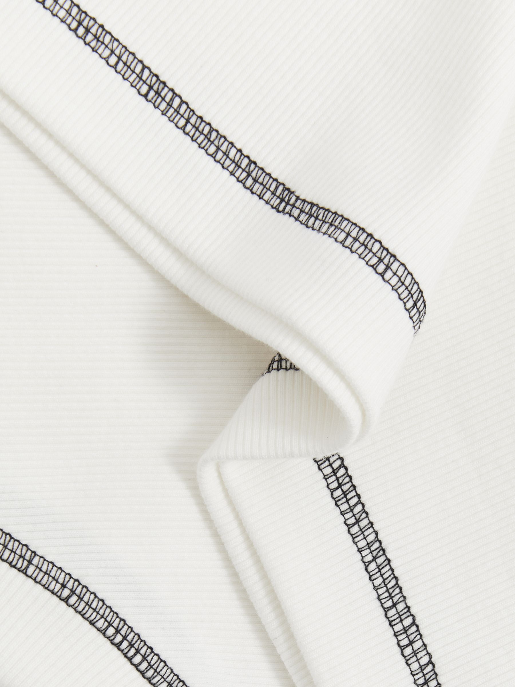 Cotton With Stretch Contrast-Stitch Vest in Ivory/Navy - Image 6 of 6