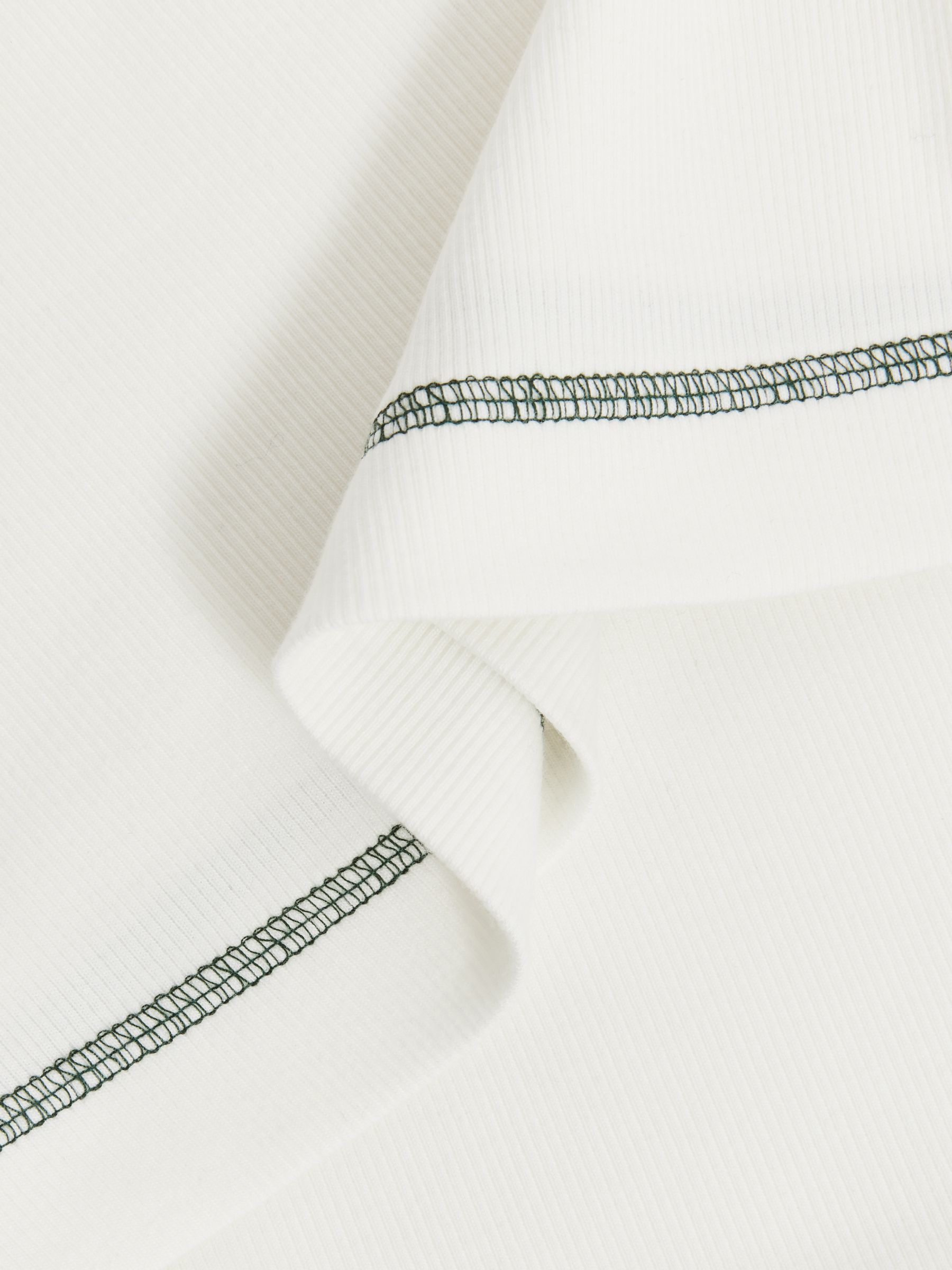 Cotton With Stretch Contrast-Stitch Top in Ivory/Green - Image 6 of 6