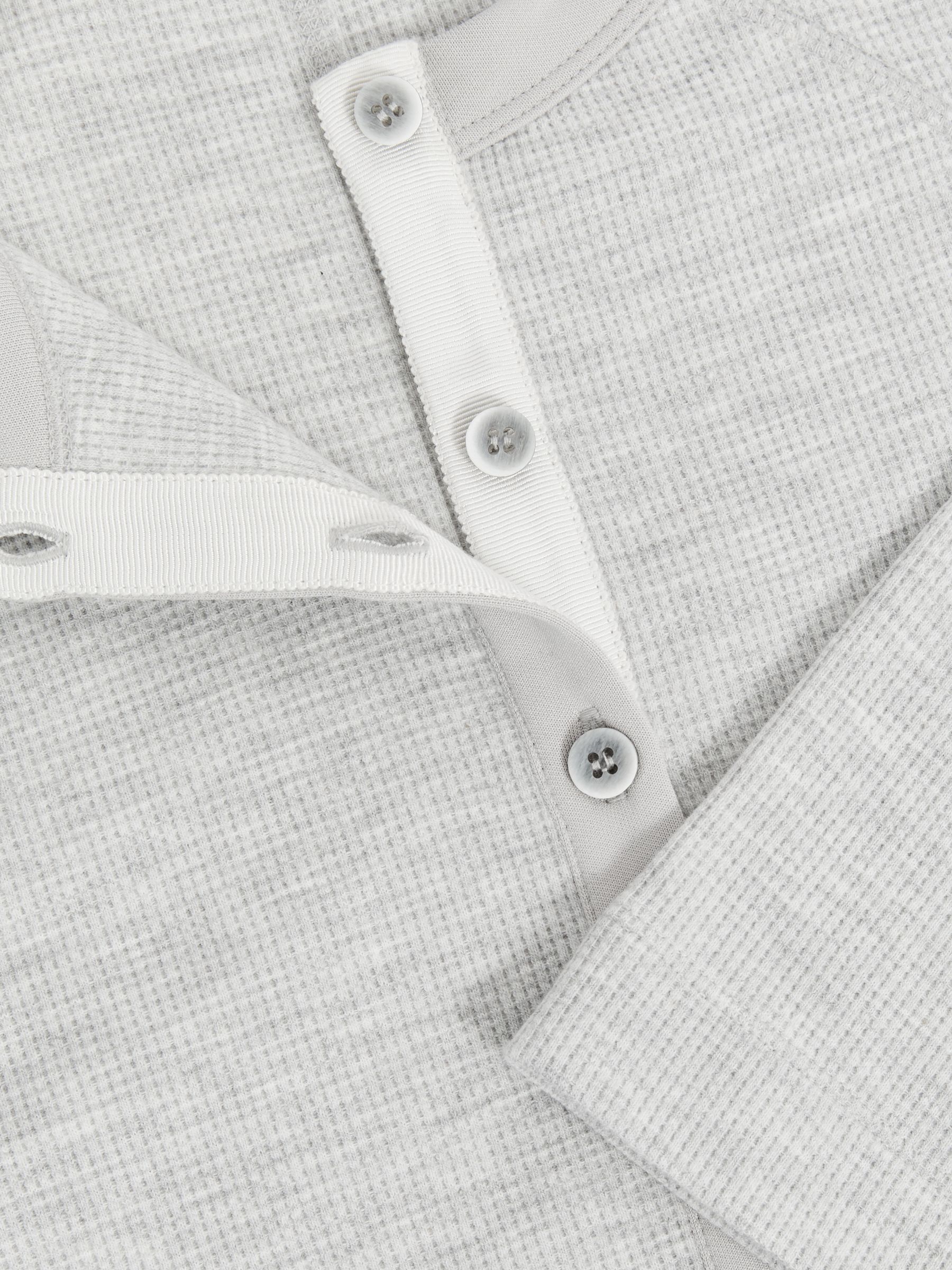 Waffle Jersey Henley Top with Cotton in Grey Marl - Image 6 of 6
