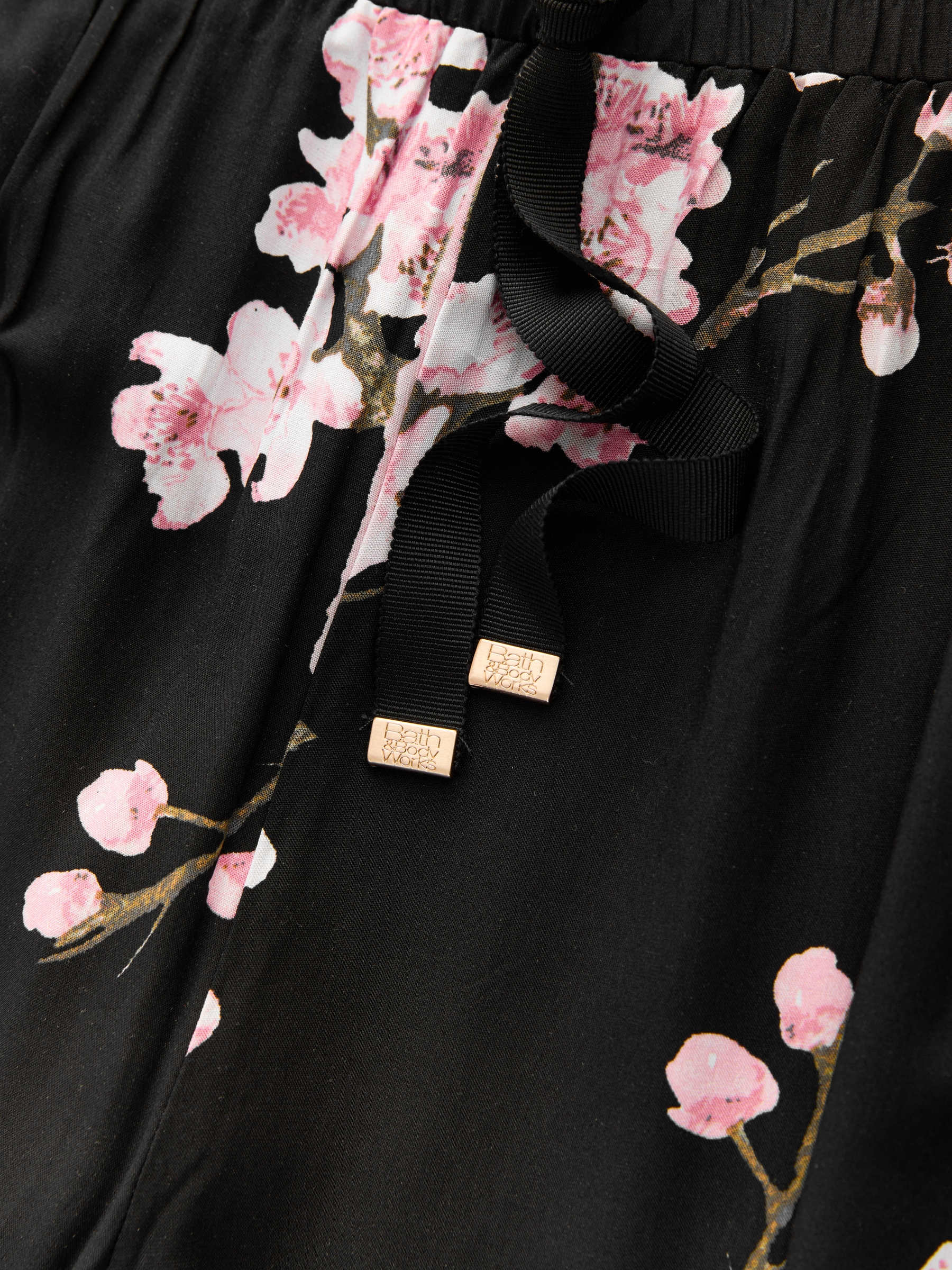 Black Japanese Cherry Blossom Cosy Button Through Pyjamas - Image 10 of 11