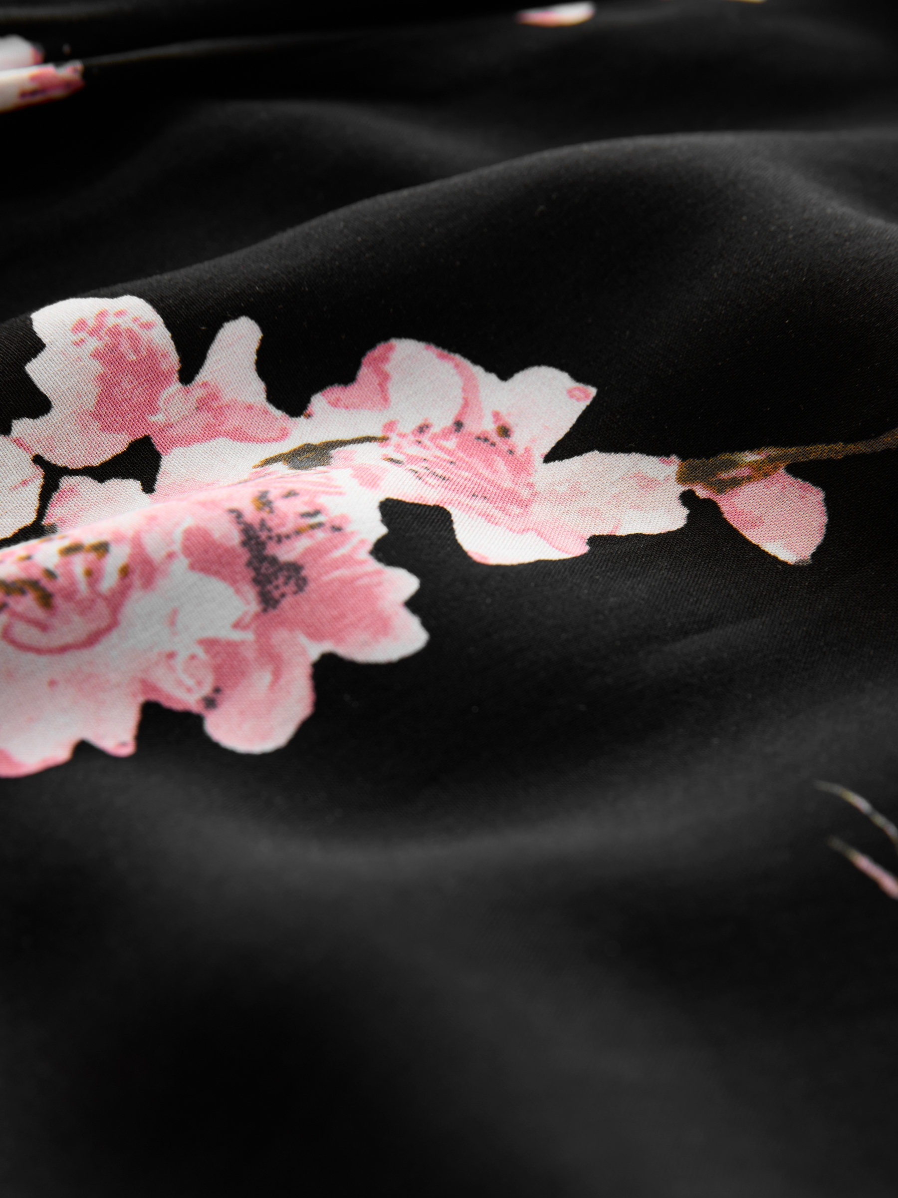 Black Japanese Cherry Blossom Cosy Button Through Pyjamas - Image 11 of 11