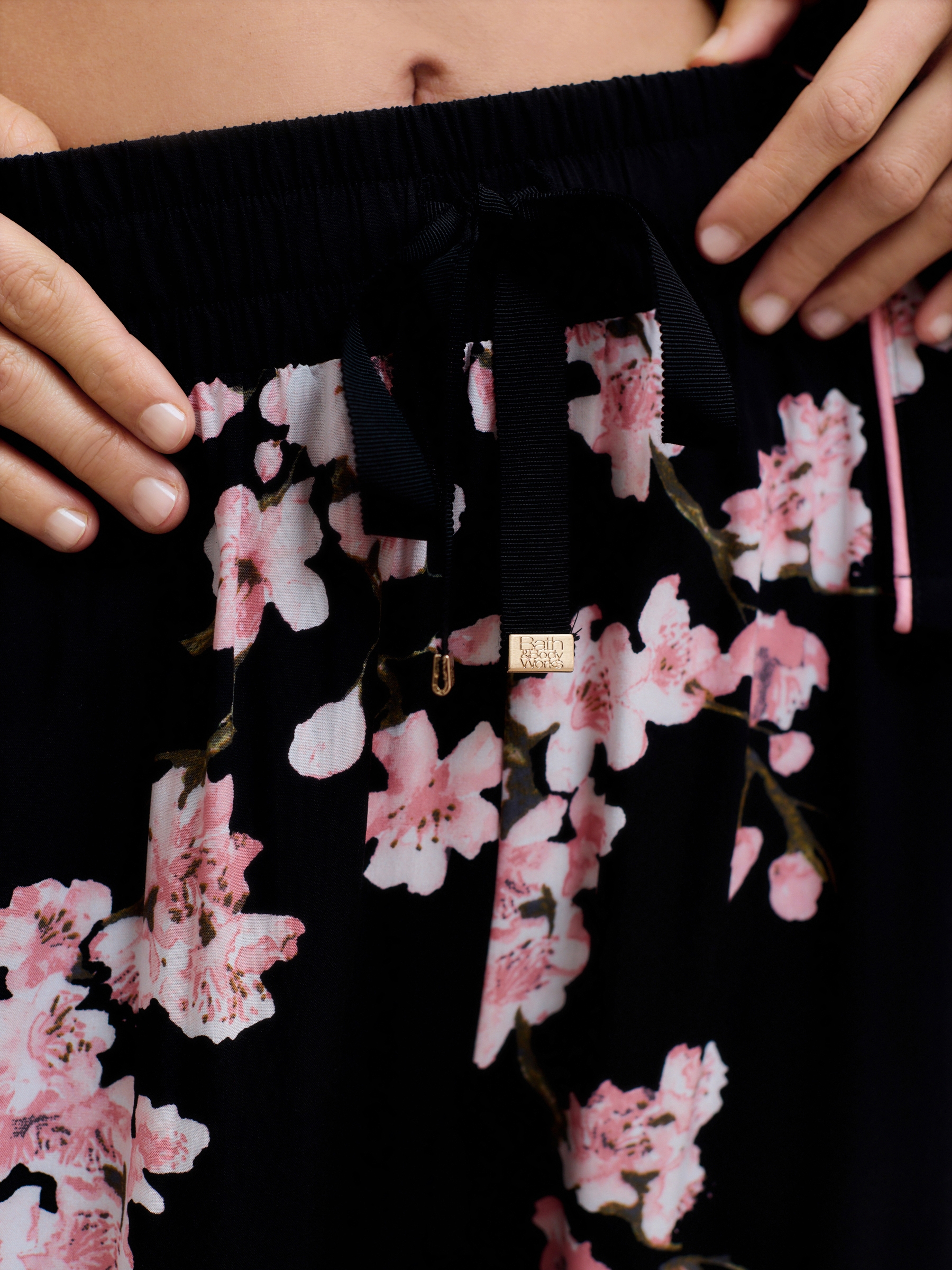 Black Japanese Cherry Blossom Cosy Button Through Pyjamas - Image 5 of 11