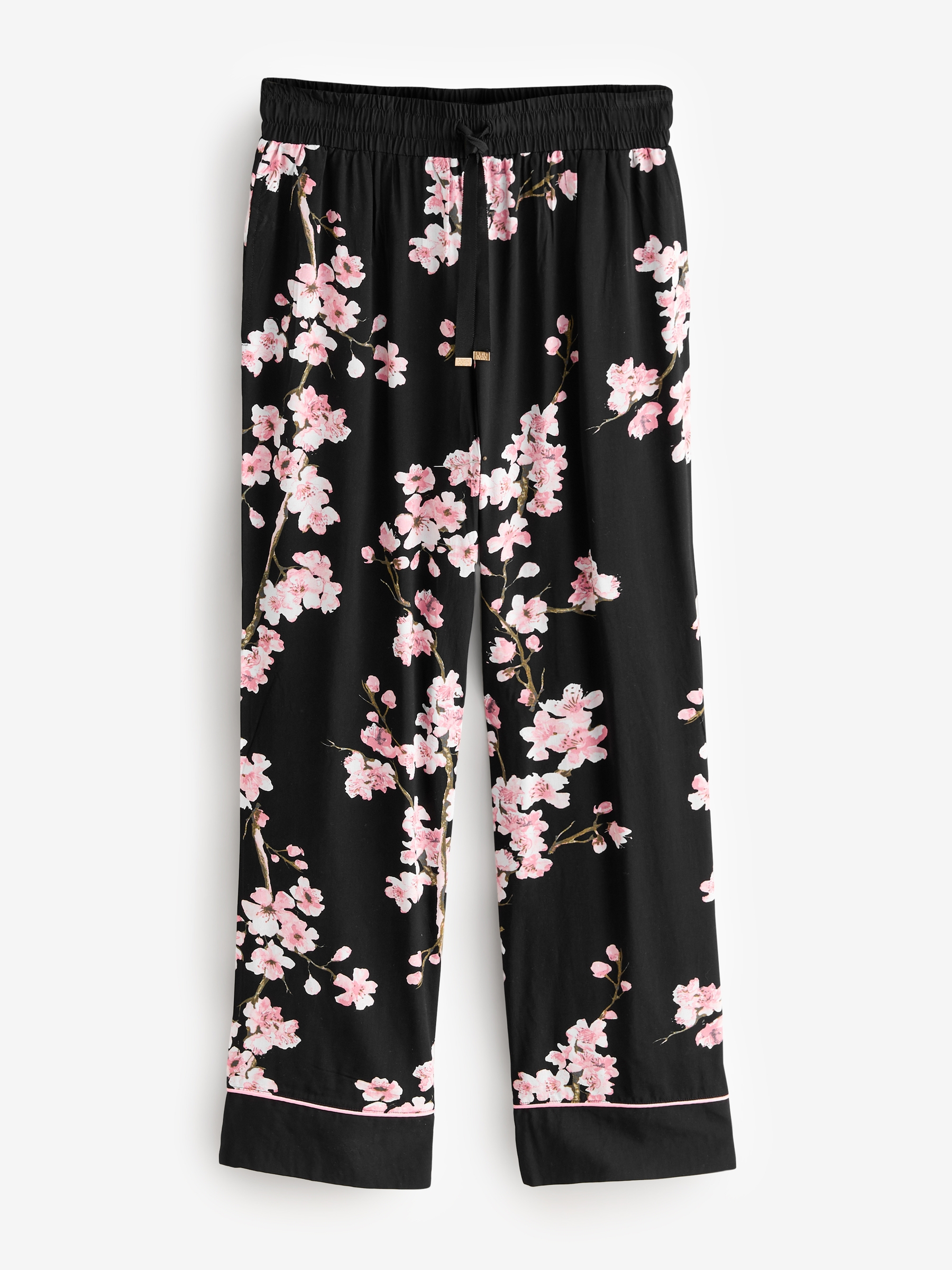 Black Japanese Cherry Blossom Cosy Button Through Pyjamas - Image 7 of 11