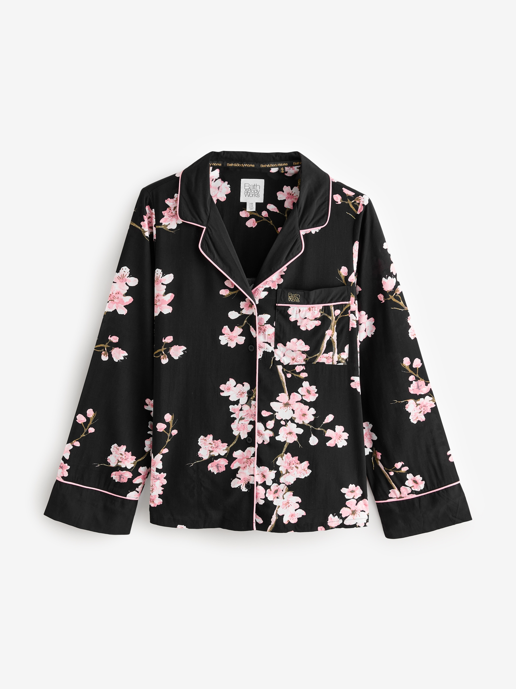 Black Japanese Cherry Blossom Cosy Button Through Pyjamas - Image 8 of 11