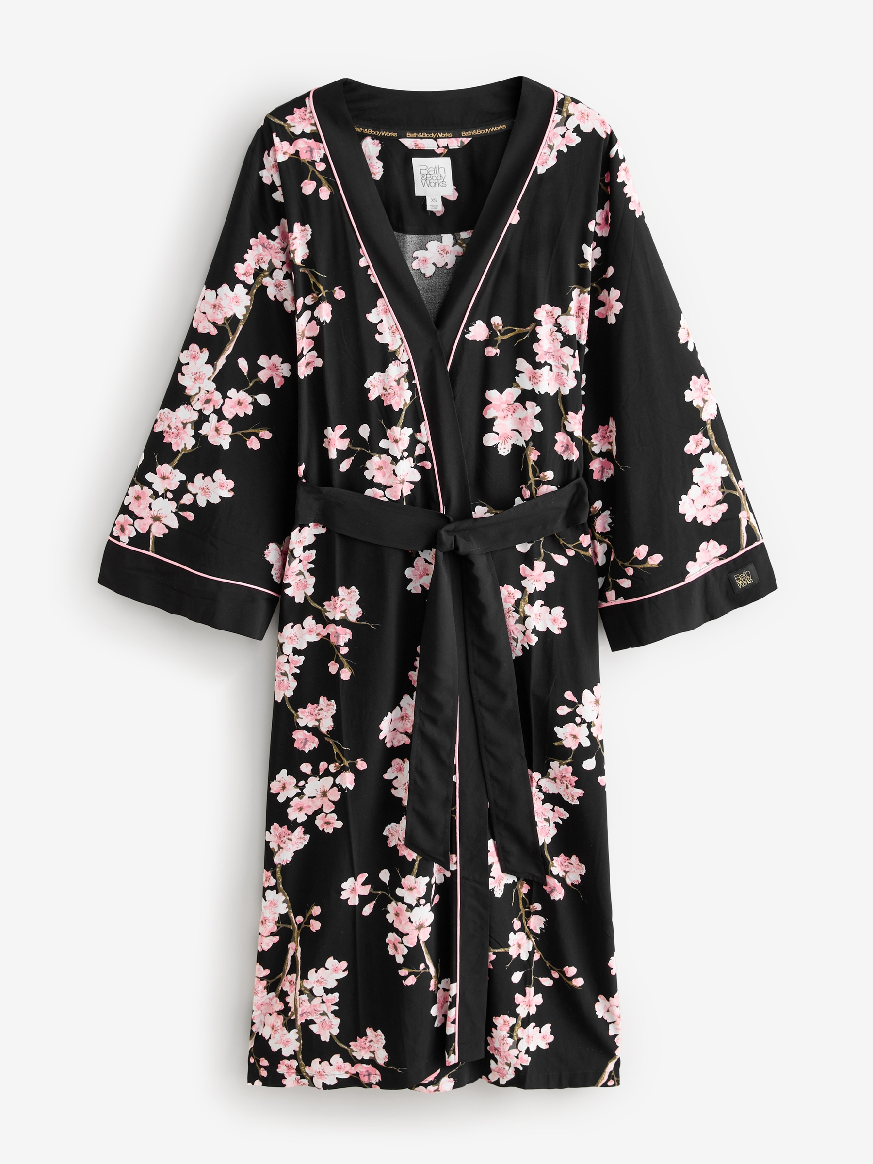 Black Japanese Cherry Blossom Lightweight Robe - Image 5 of 8