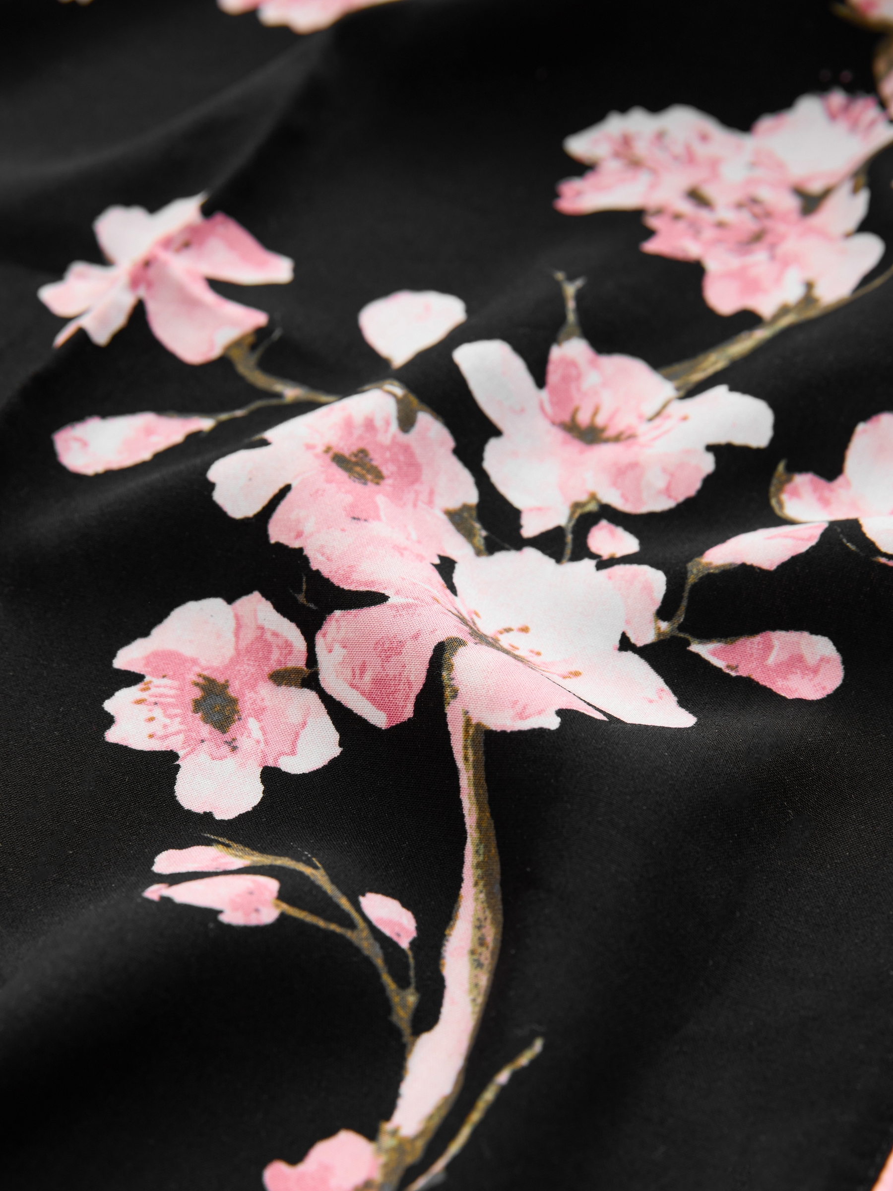 Black Japanese Cherry Blossom Lightweight Robe - Image 6 of 8