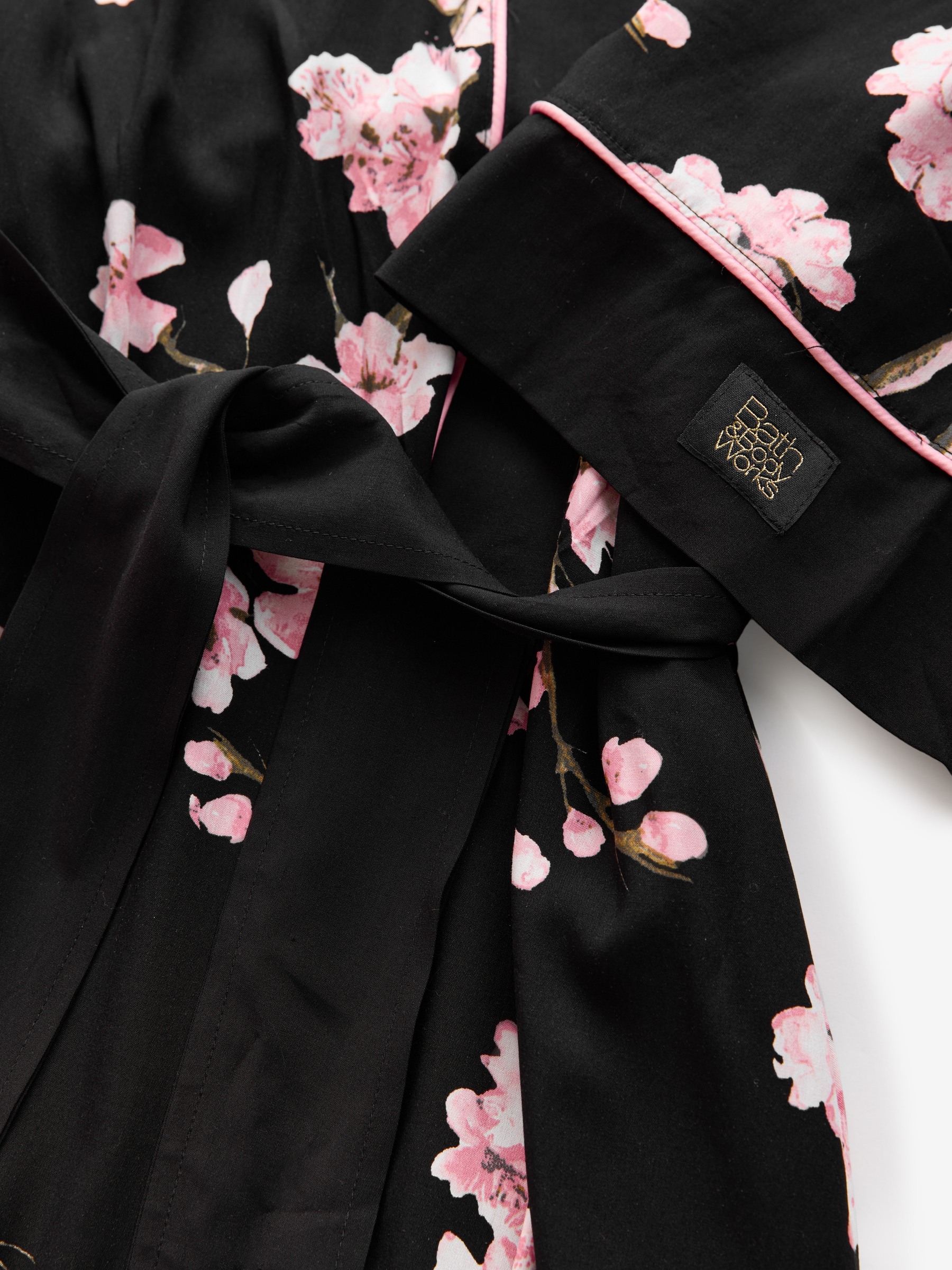 Black Japanese Cherry Blossom Lightweight Robe - Image 8 of 8