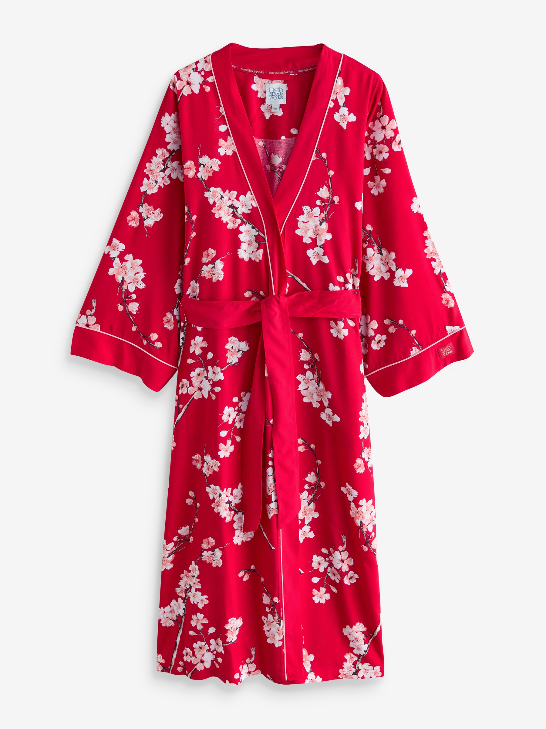 Red Japanese Cherry Blossom Lightweight Robe - Image 5 of 7