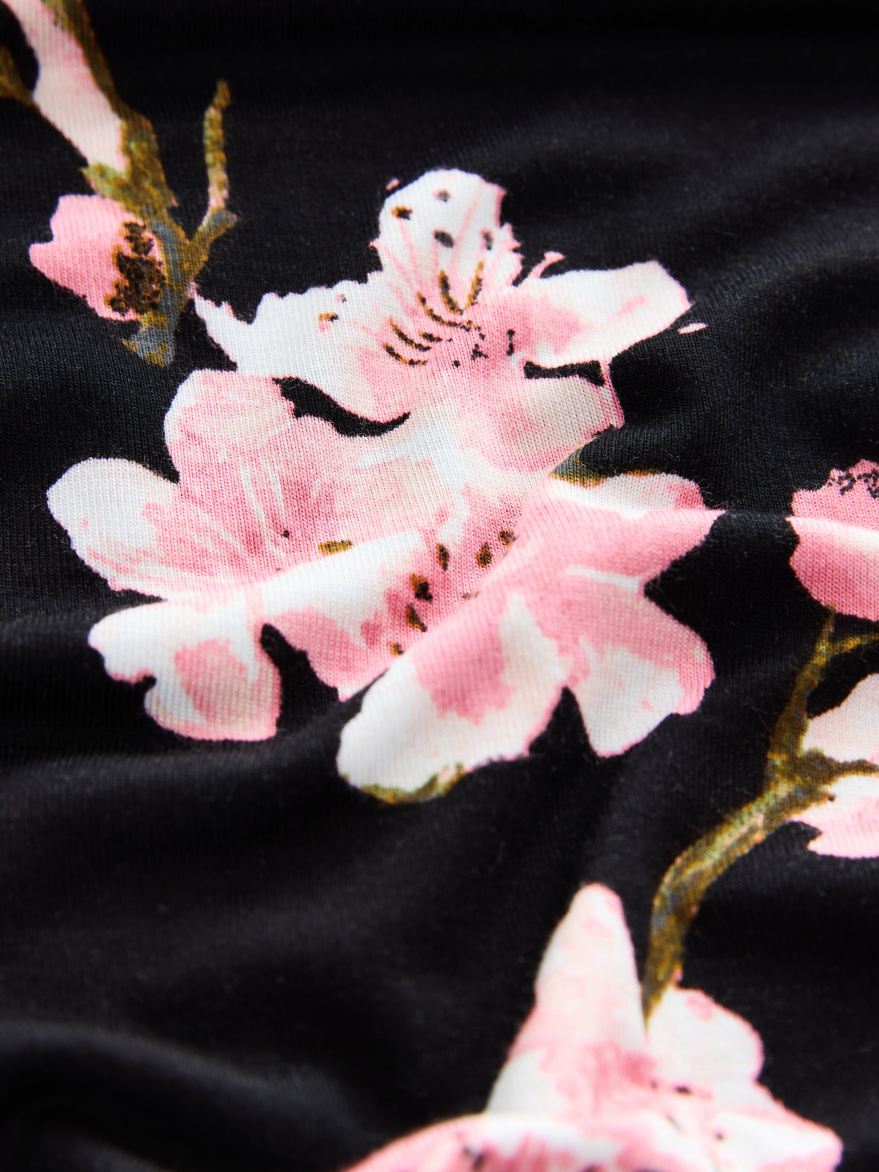 Black Japanese Cherry Blossom Night T-Shirt - Image 6 of 7