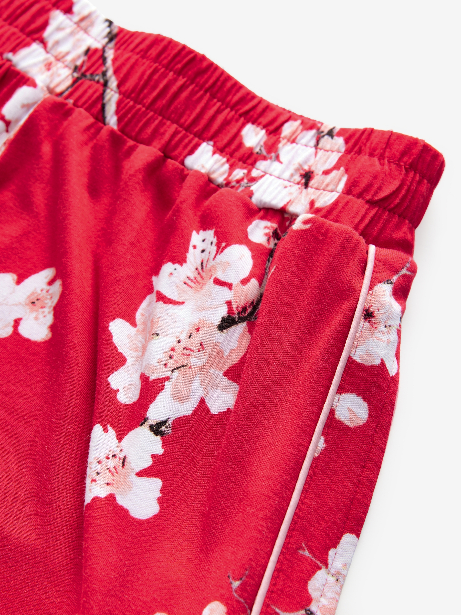 Red Japanese Cherry Blossom Short Sleeve Pyjama Set - Image 11 of 12