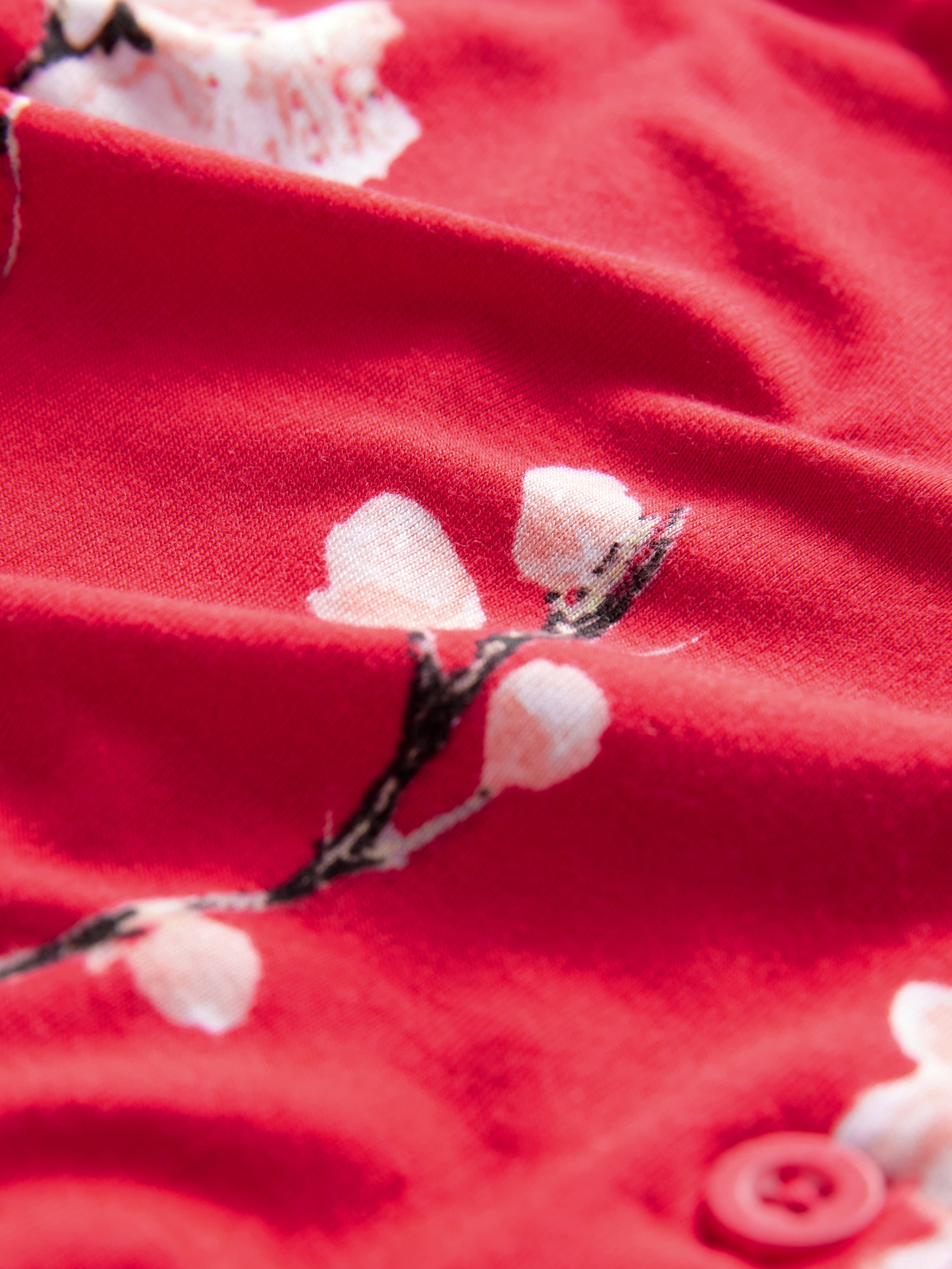 Red Japanese Cherry Blossom Short Sleeve Pyjama Set - Image 12 of 12