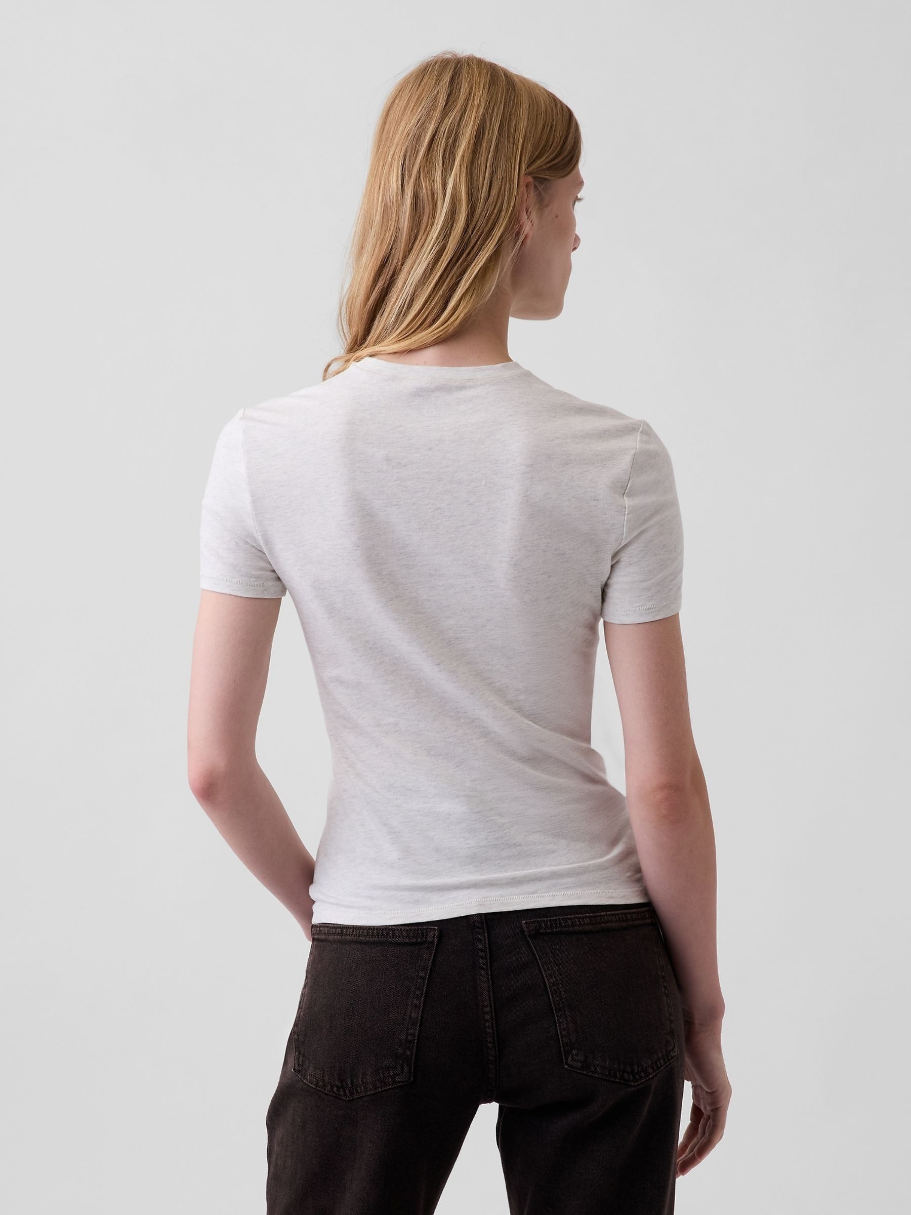Light Grey Close Knit Jersey Short Sleeve T-Shirt - Image 2 of 3 Light Grey Close Knit Jersey Short Sleeve T-Shirt - Image 2 of 3