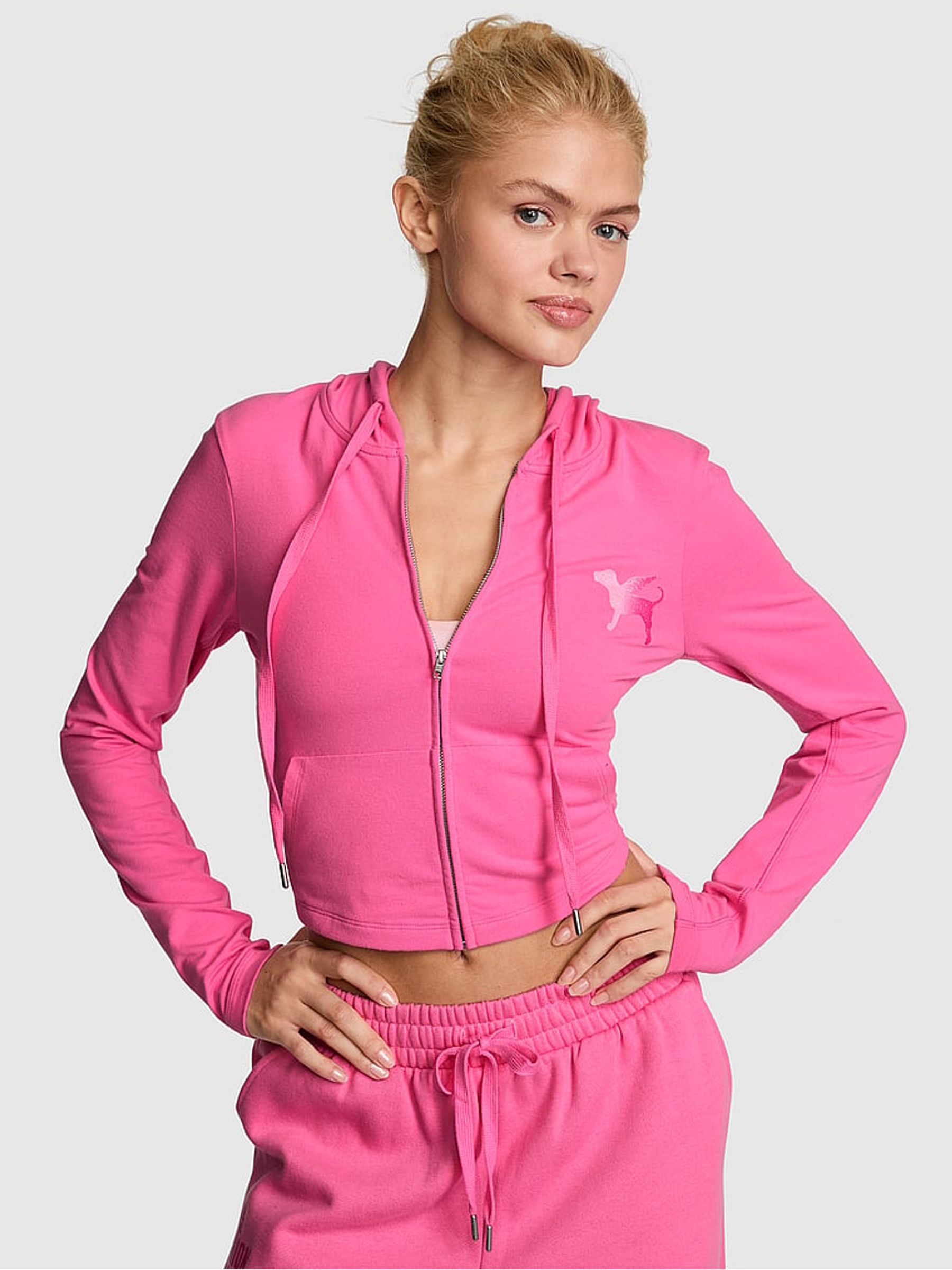 Hollywood Pink Backstage Cotton Full Zip Hoodie - Image 3 of 3