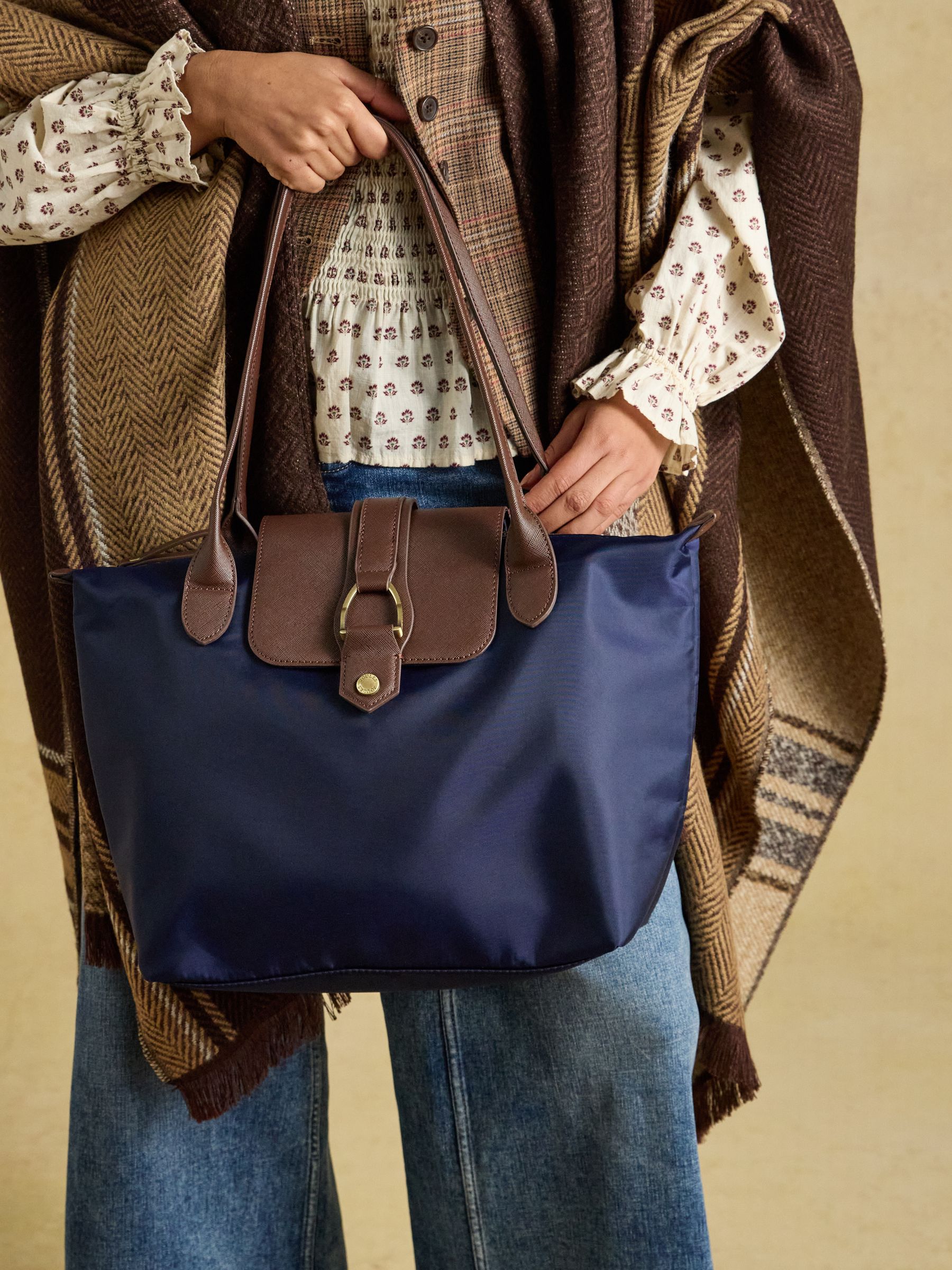 Edie Navy Zip Top Shopper Bag - Image 2 of 8