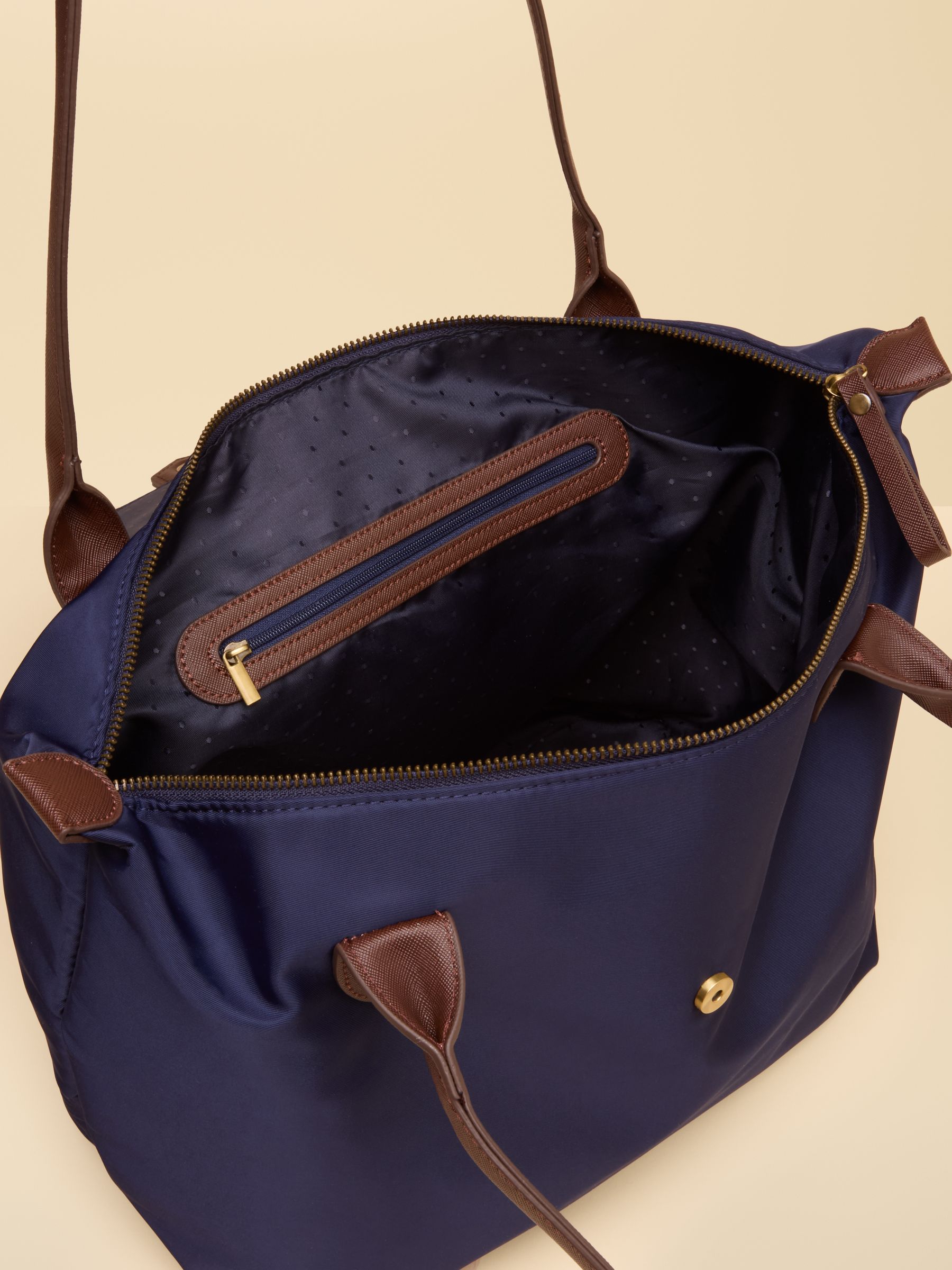 Edie Navy Zip Top Shopper Bag - Image 8 of 8