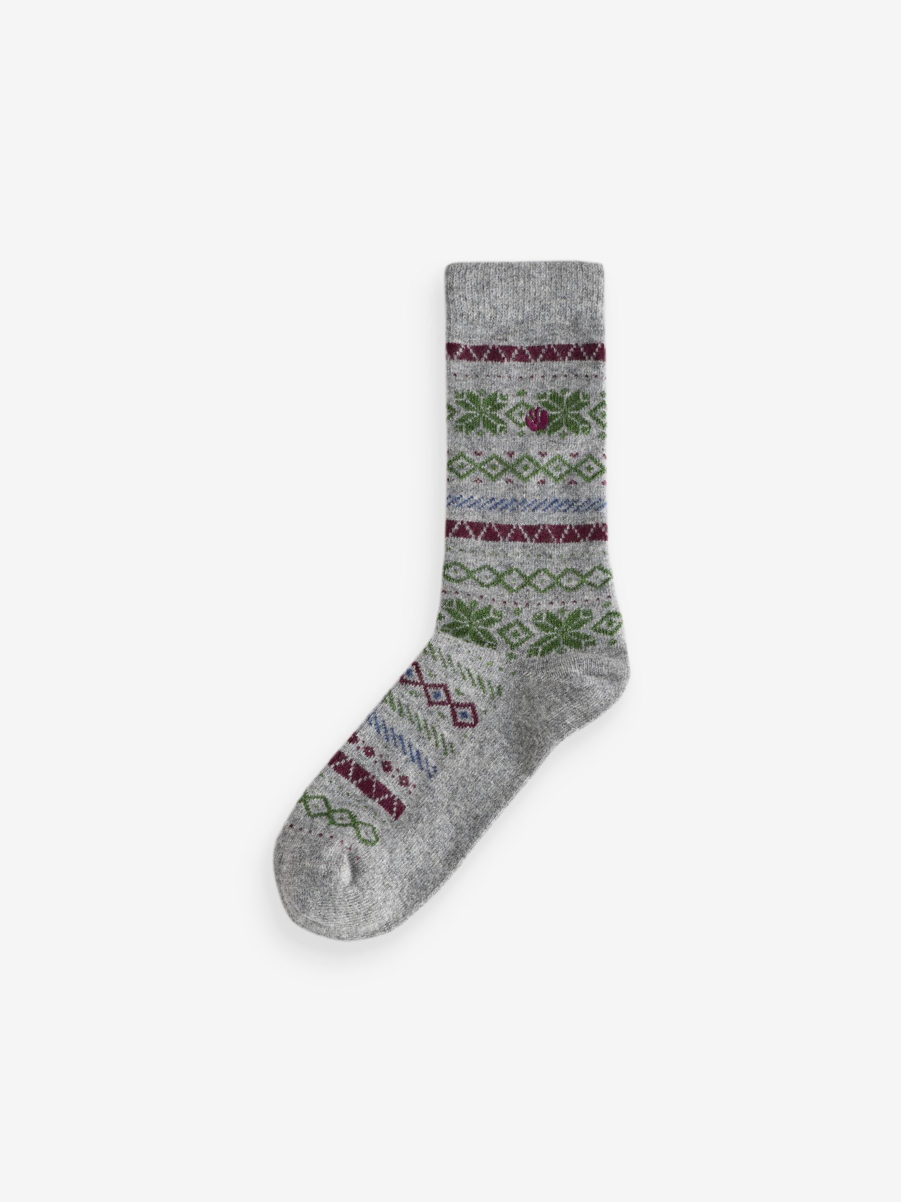 Grey Cashmere Blend Fairisle Socks - Image 1 of 1