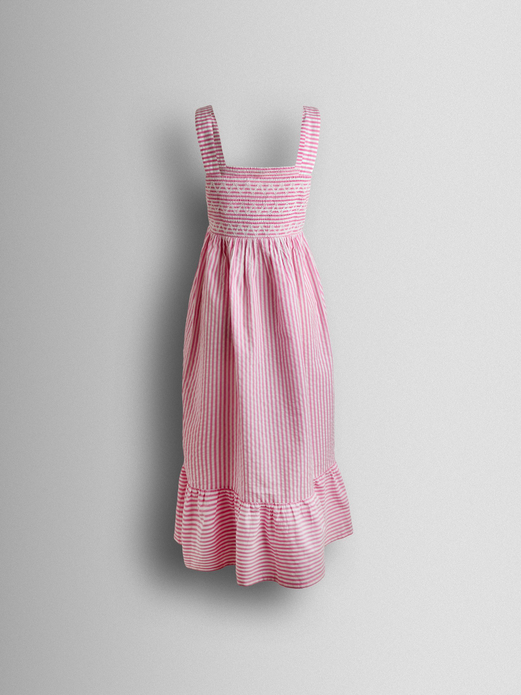Pink Sleeveless Shirred Tiered Hem Midi Dress - Image 6 of 6